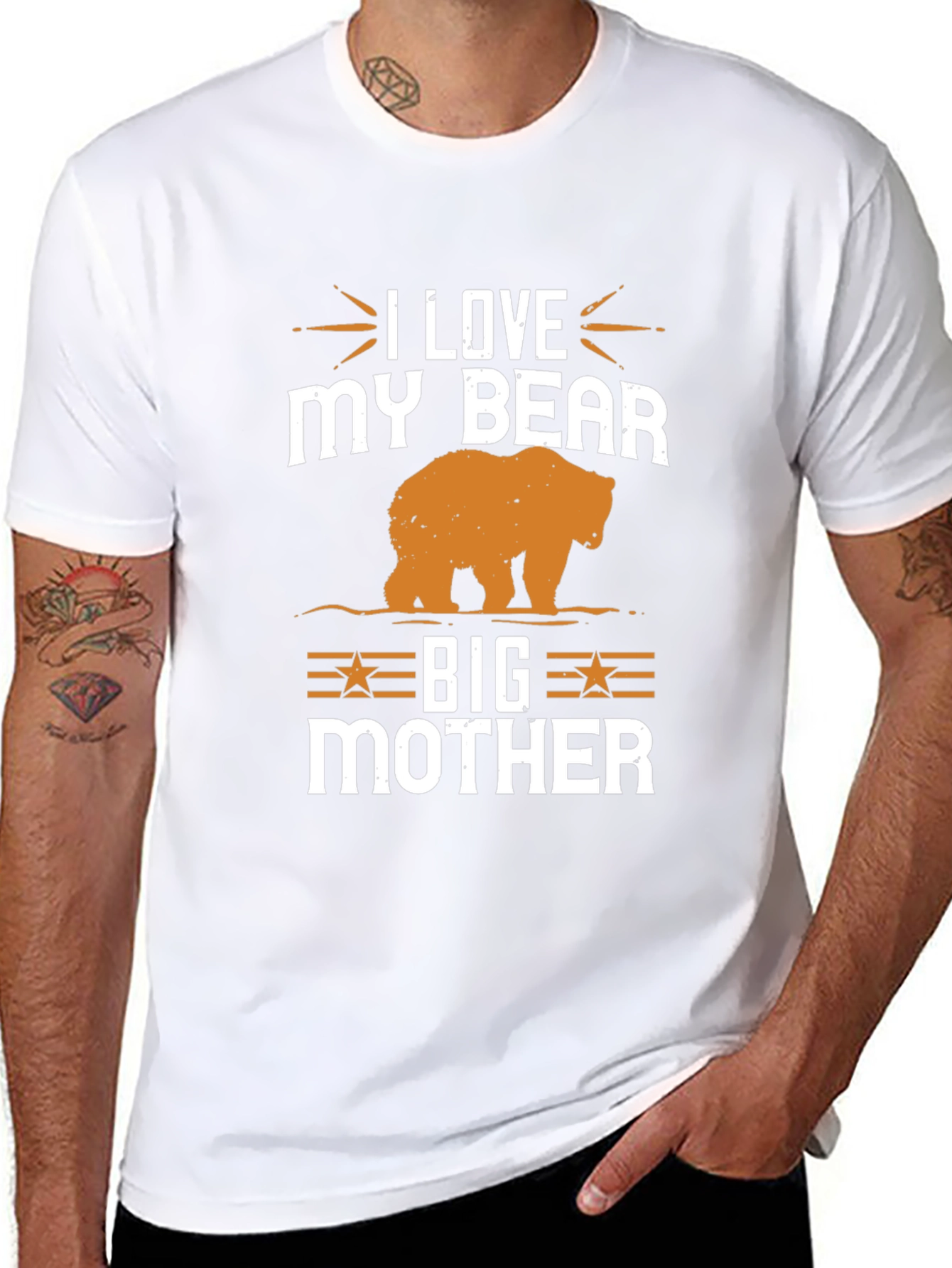 Black I Love My Bear Big Mother Black T-Shirt view 8