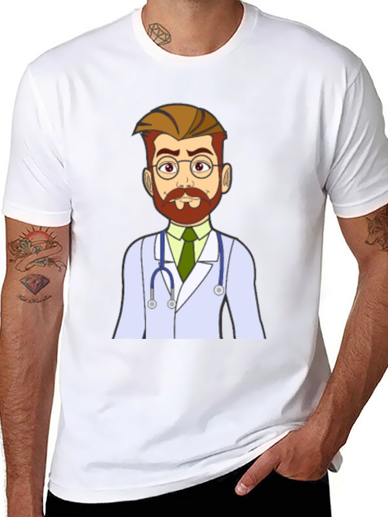 Black Cartoon Doctor Graphic T-Shirt - Medical Humor Tee view 8