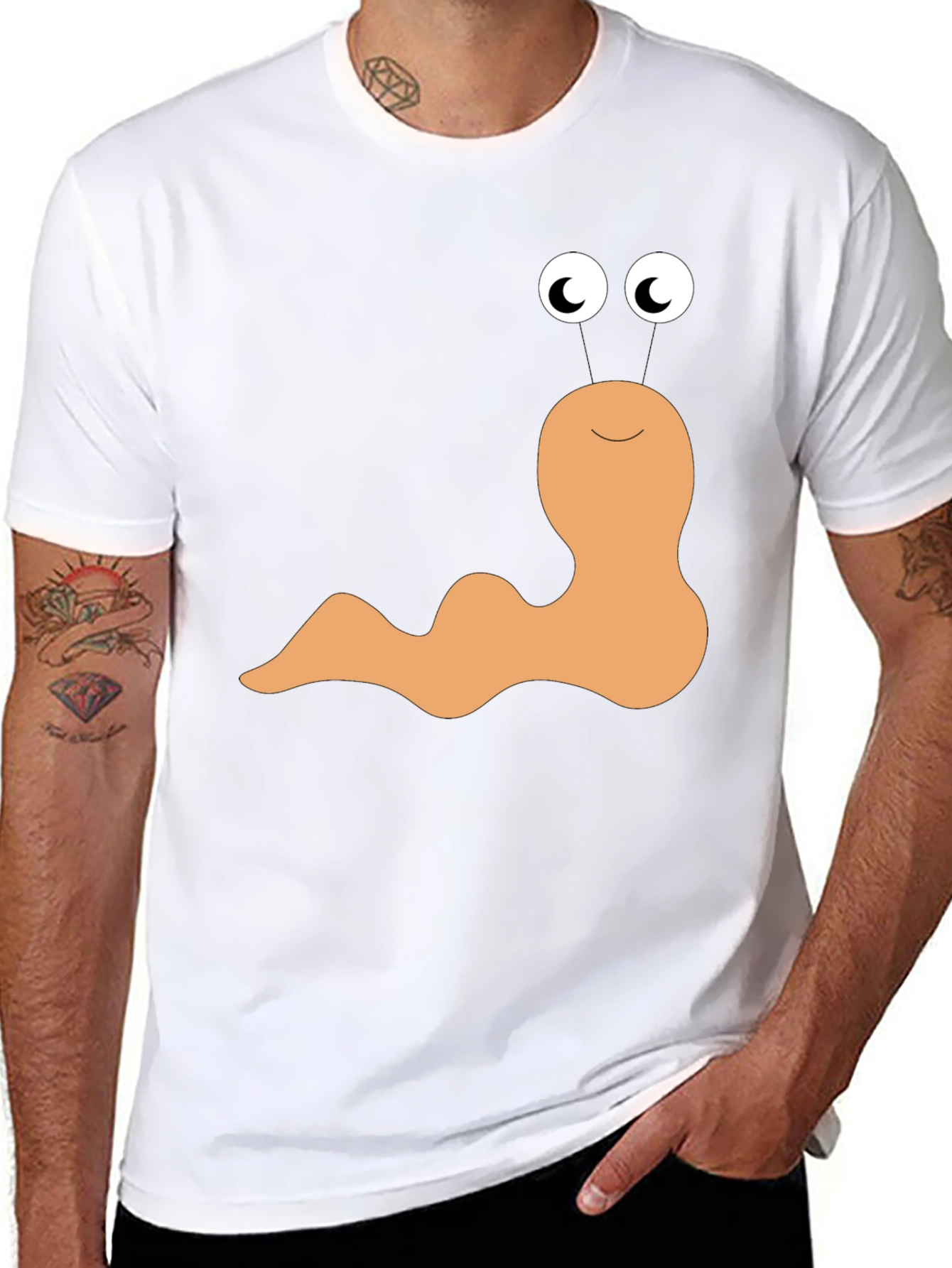 Black Funny Worm Graphic Tee - Black Cotton T-Shirt view 8
