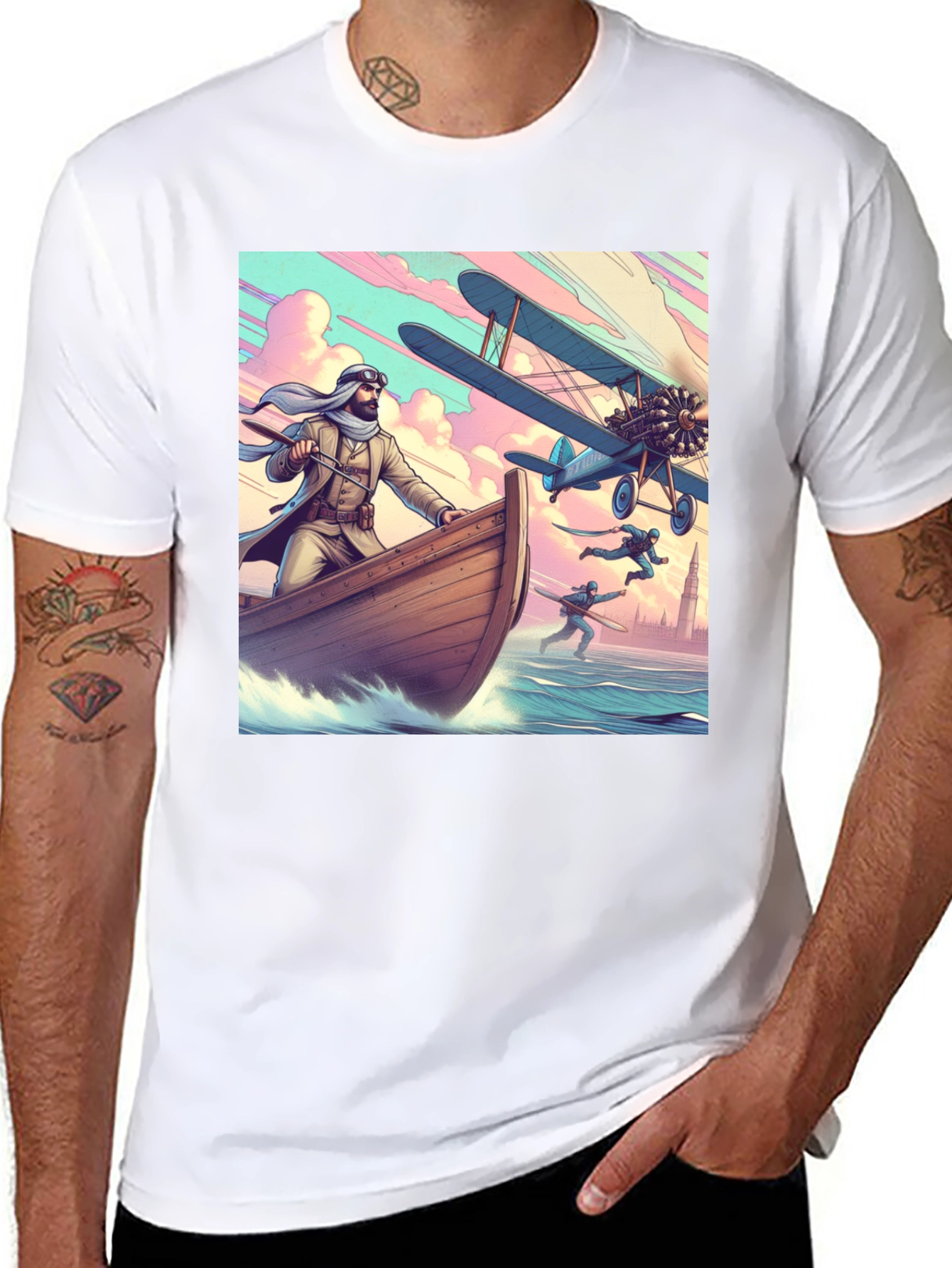 Black Adventure Print T-Shirt - Unique Graphic Tee view 8