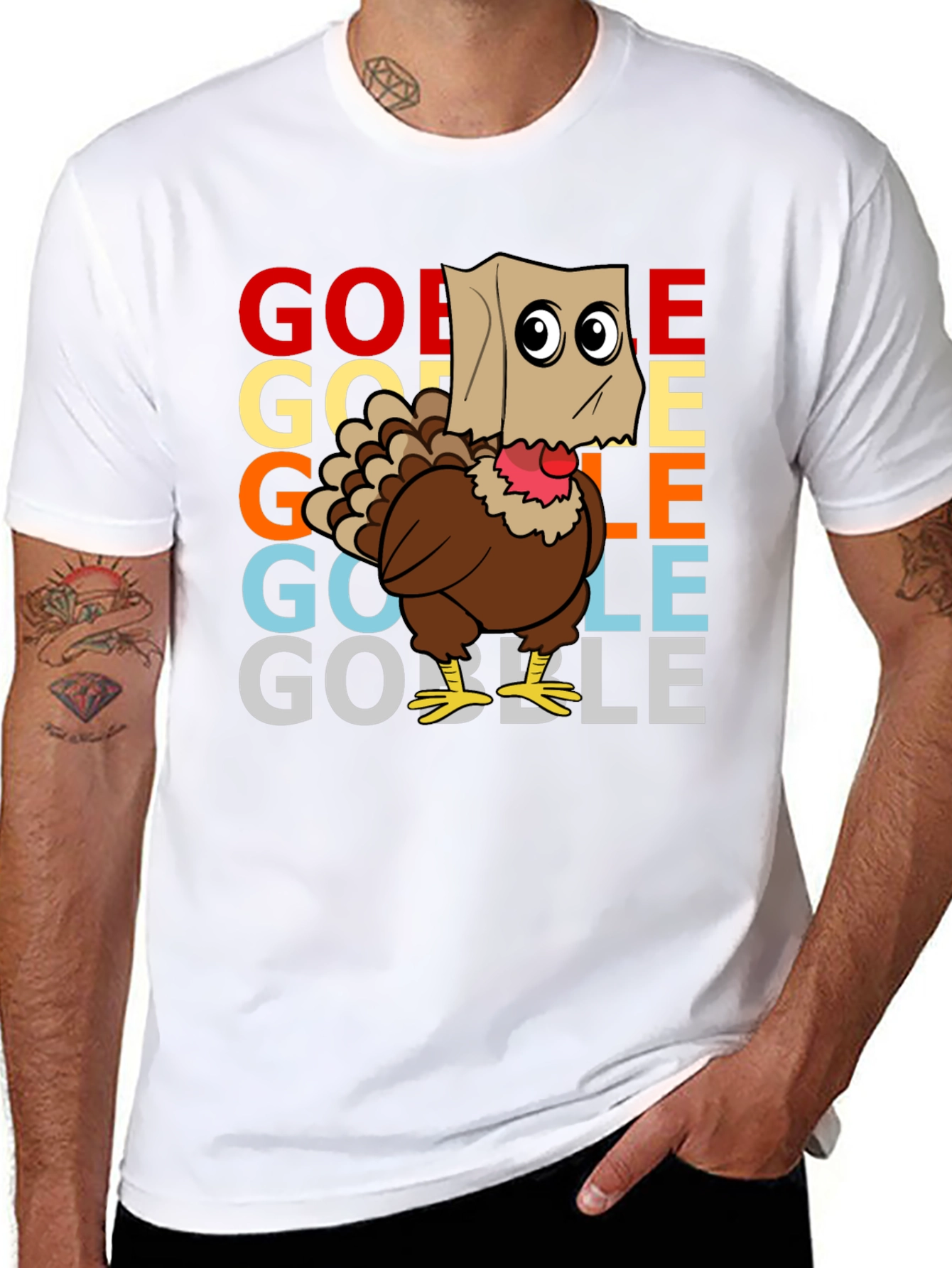 Black Gobble Turkey Thanksgiving Graphic Tee view 8