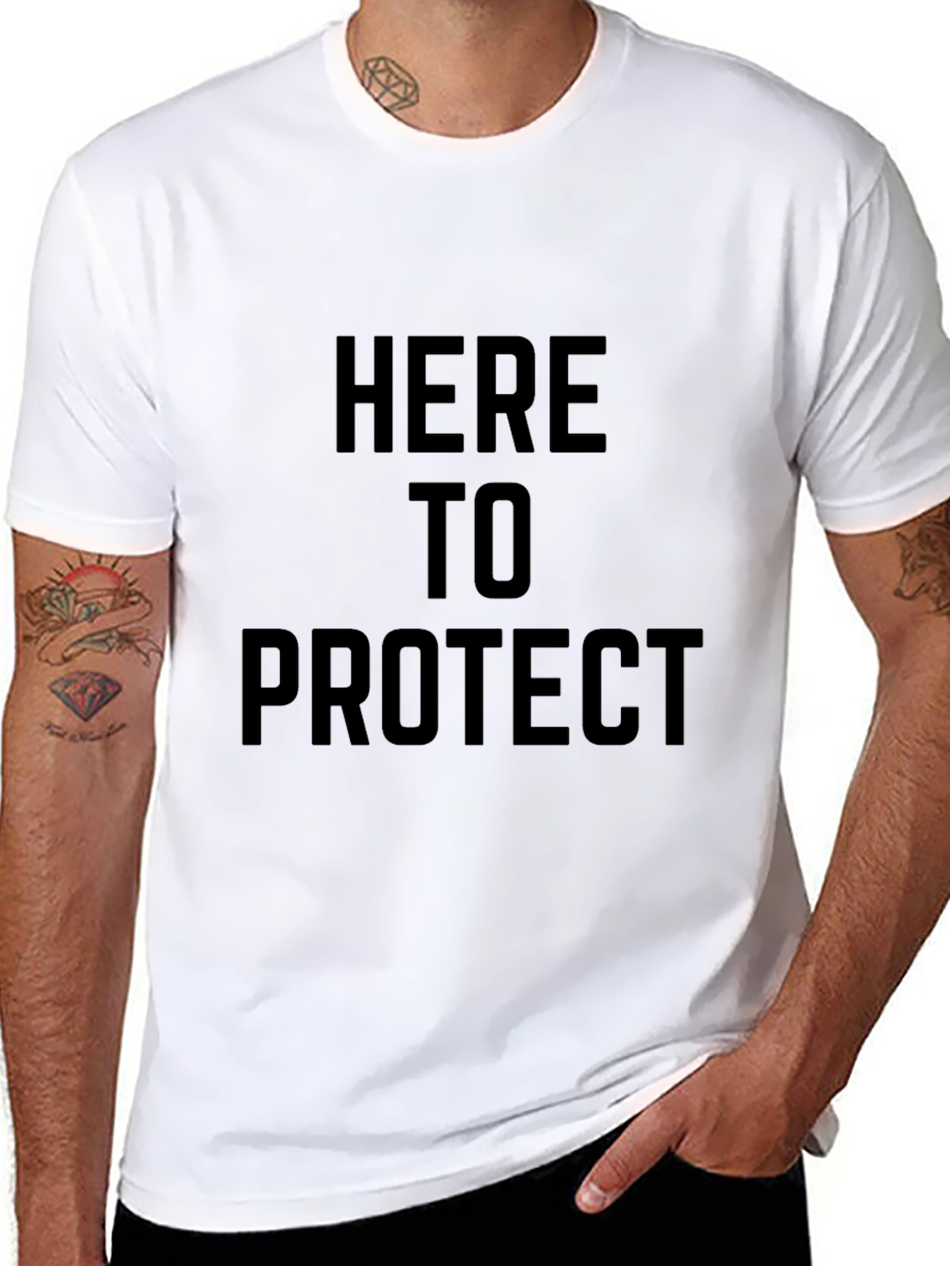 Black Here to Protect Black T-Shirt view 8