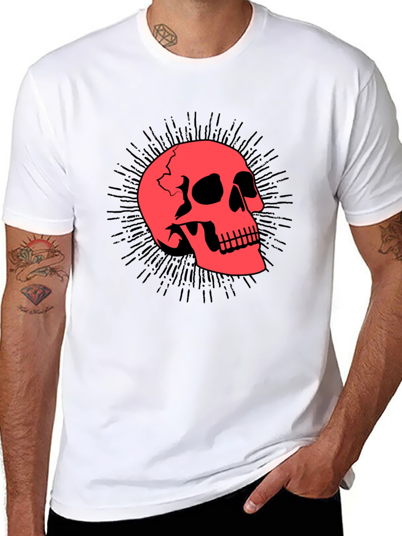 Black Skull Graphic Black T-Shirt view 8