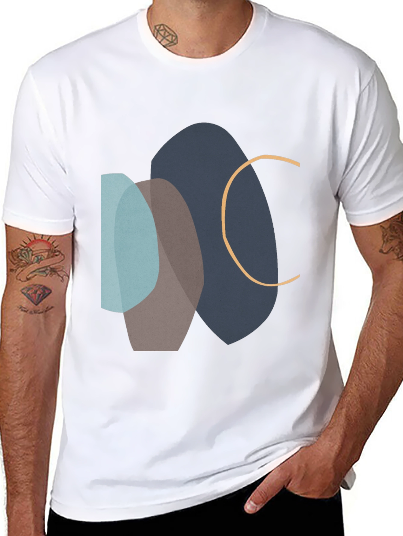 Black Abstract Graphic Print Black T-Shirt view 8