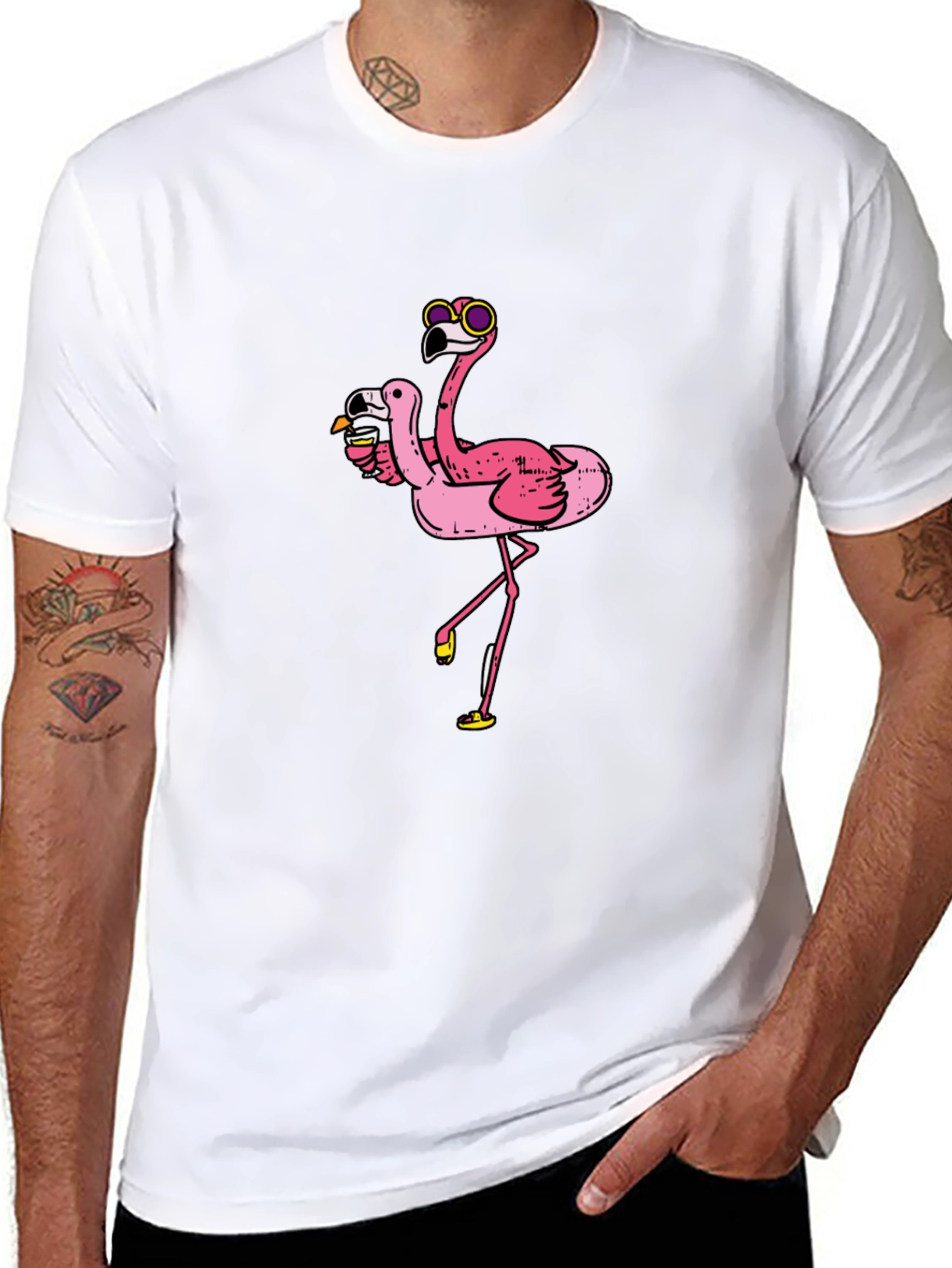 Black Funky Flamingo Tee - Party Animal Vibe! view 8