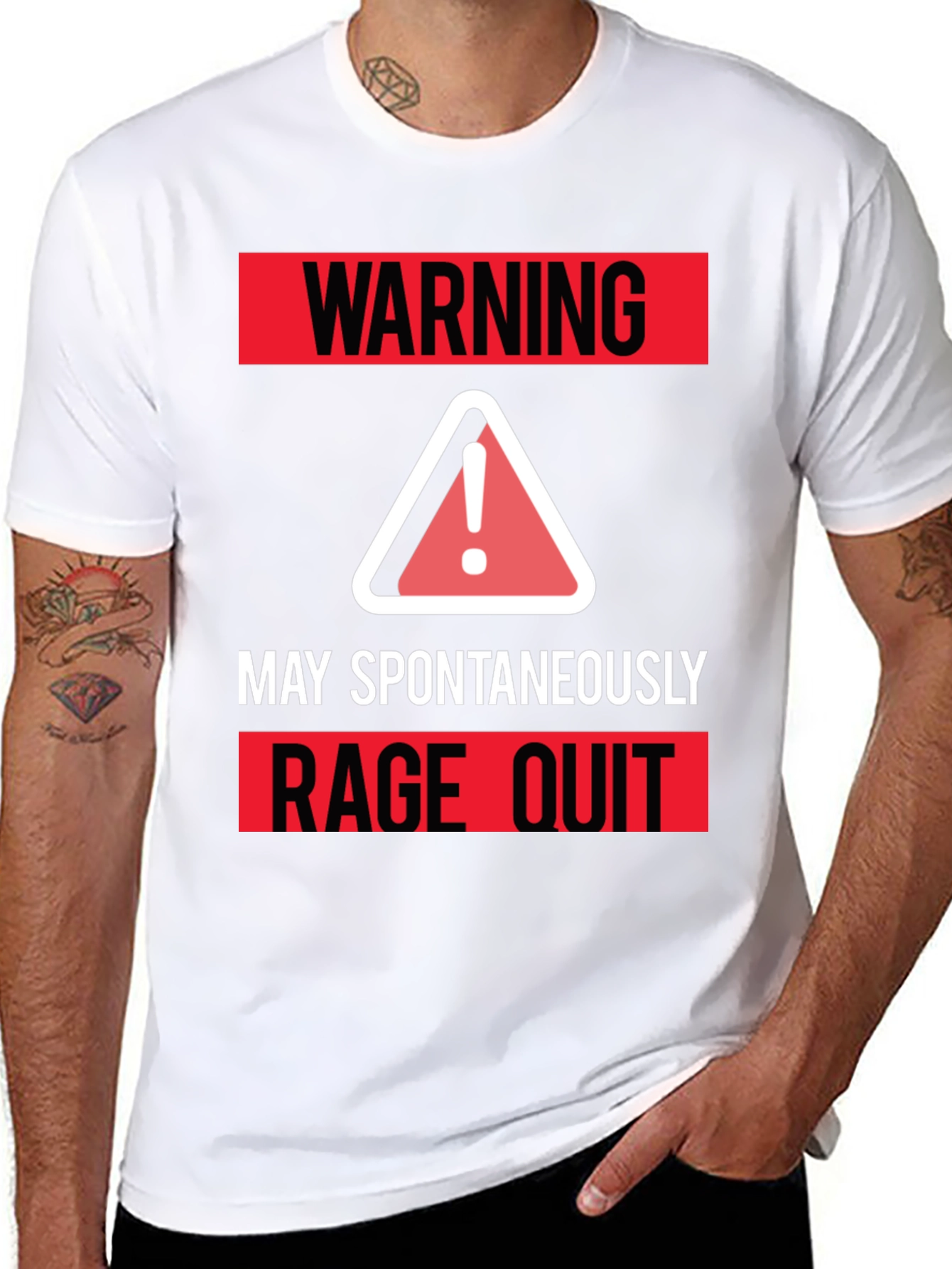 Black Warning May Spontaneously Rage Quit T-Shirt view 8