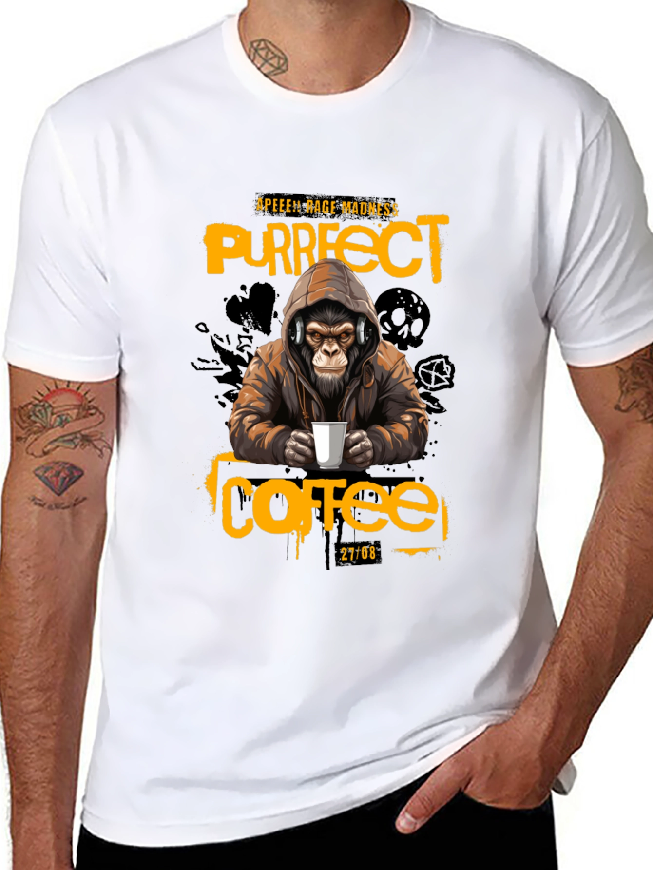 Black Ape Coffee T-Shirt - Purrfect Rage Madness view 8