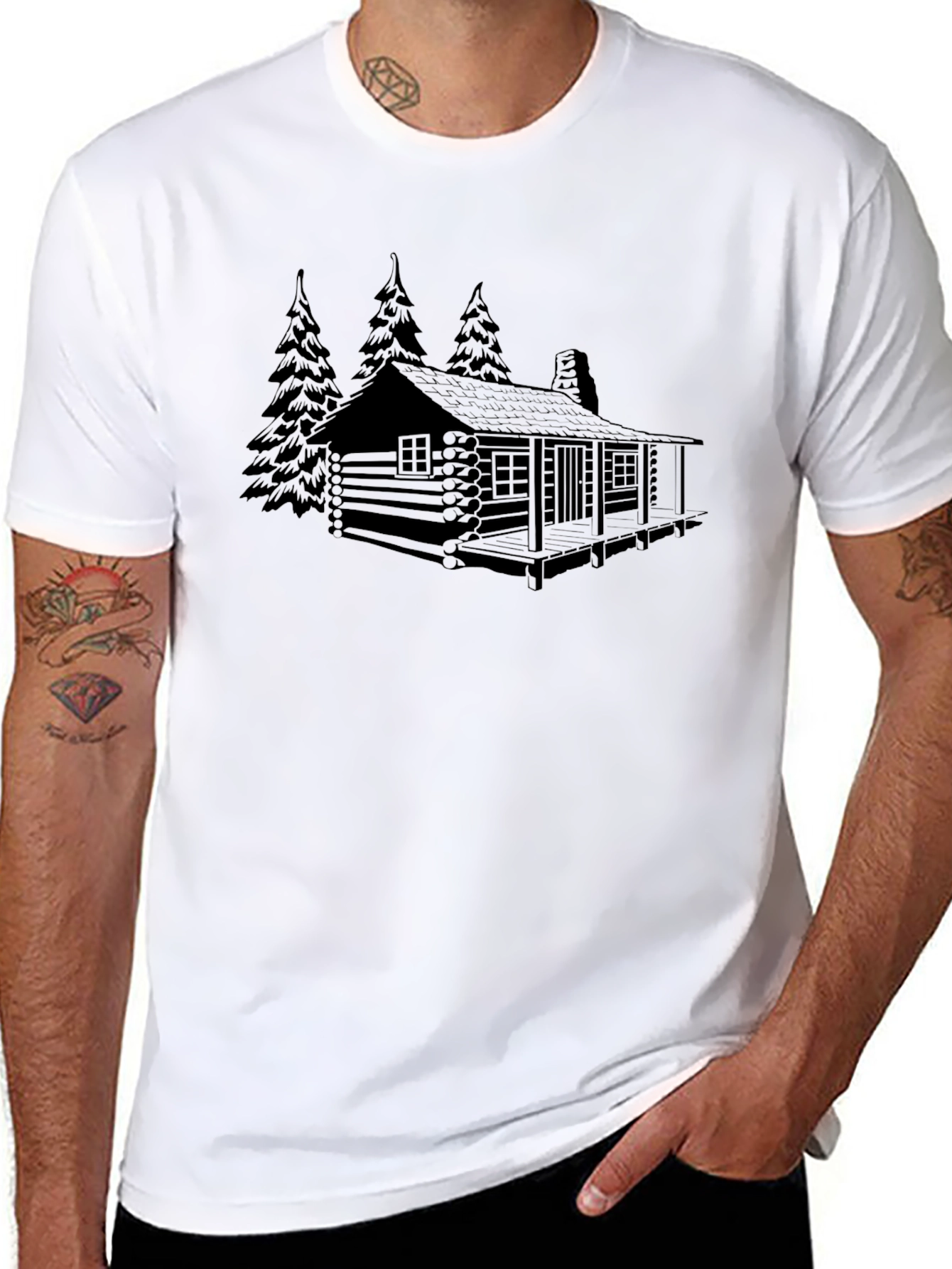 Black Cabin in the Woods Graphic Tee - Black view 8