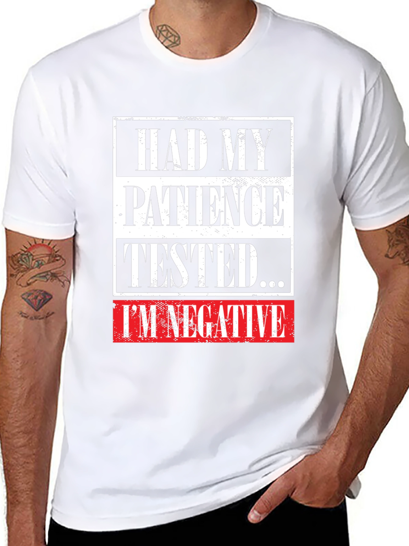 Black Patience Tested Negative Funny Graphic Tee view 8