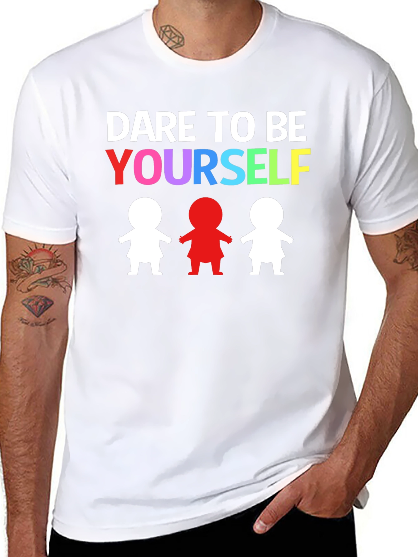 Black Dare to Be Yourself Graphic Print Black T-Shirt view 8