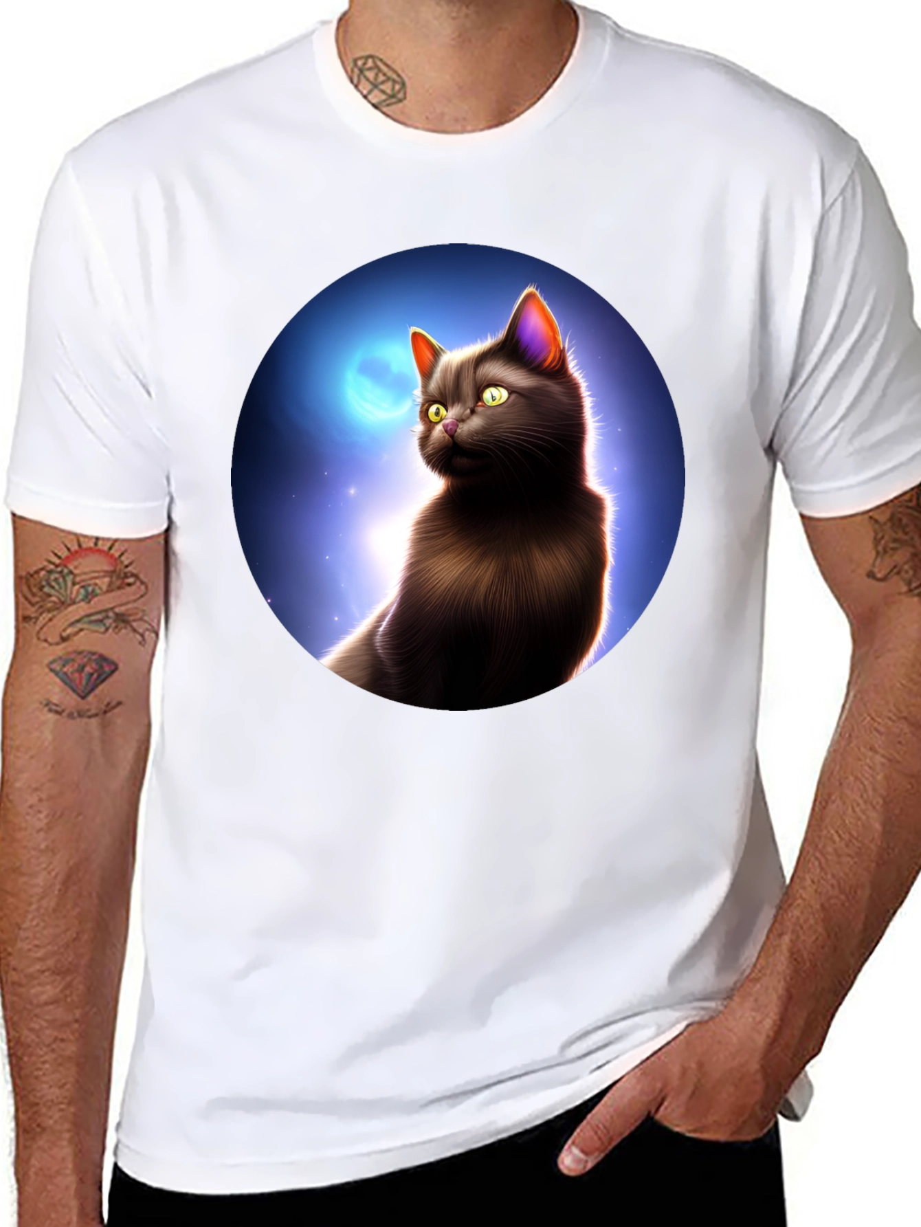 Black Black Cat Moon T-Shirt view 8