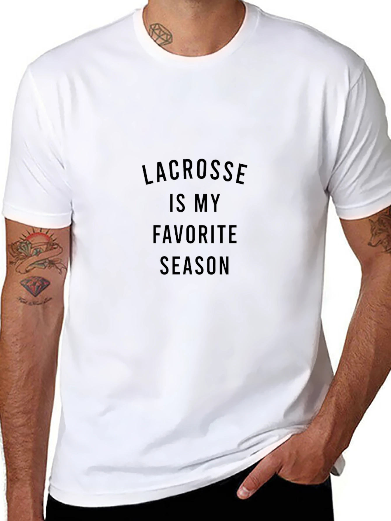 Black Lacrosse Is My Favorite Season T-Shirt view 8