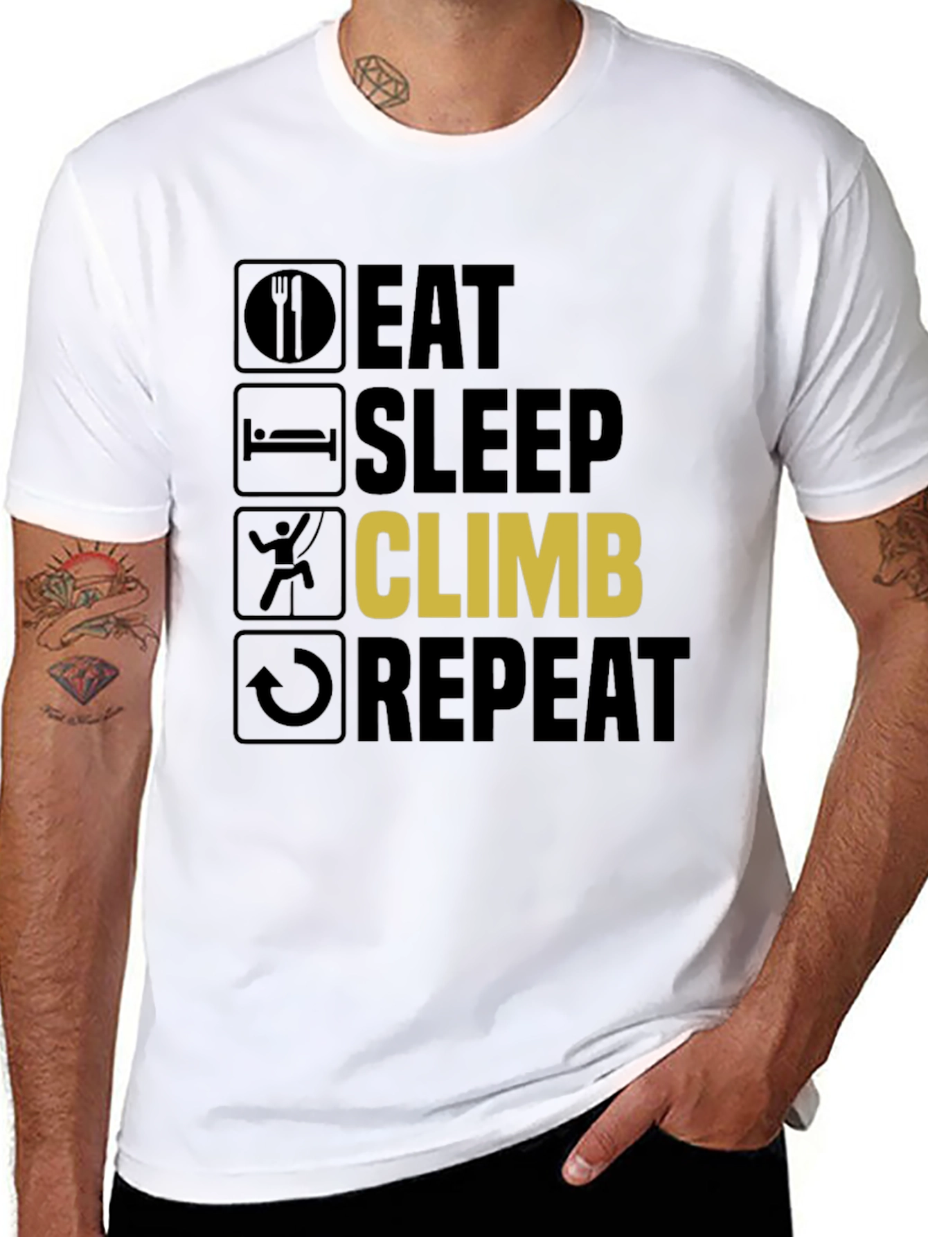 Black Eat Sleep Climb Repeat T-Shirt - Climbing Enthusiast view 8