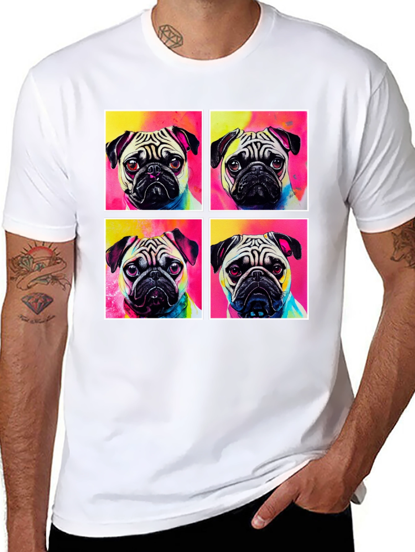 Black Pug Pop Art T-Shirt view 8