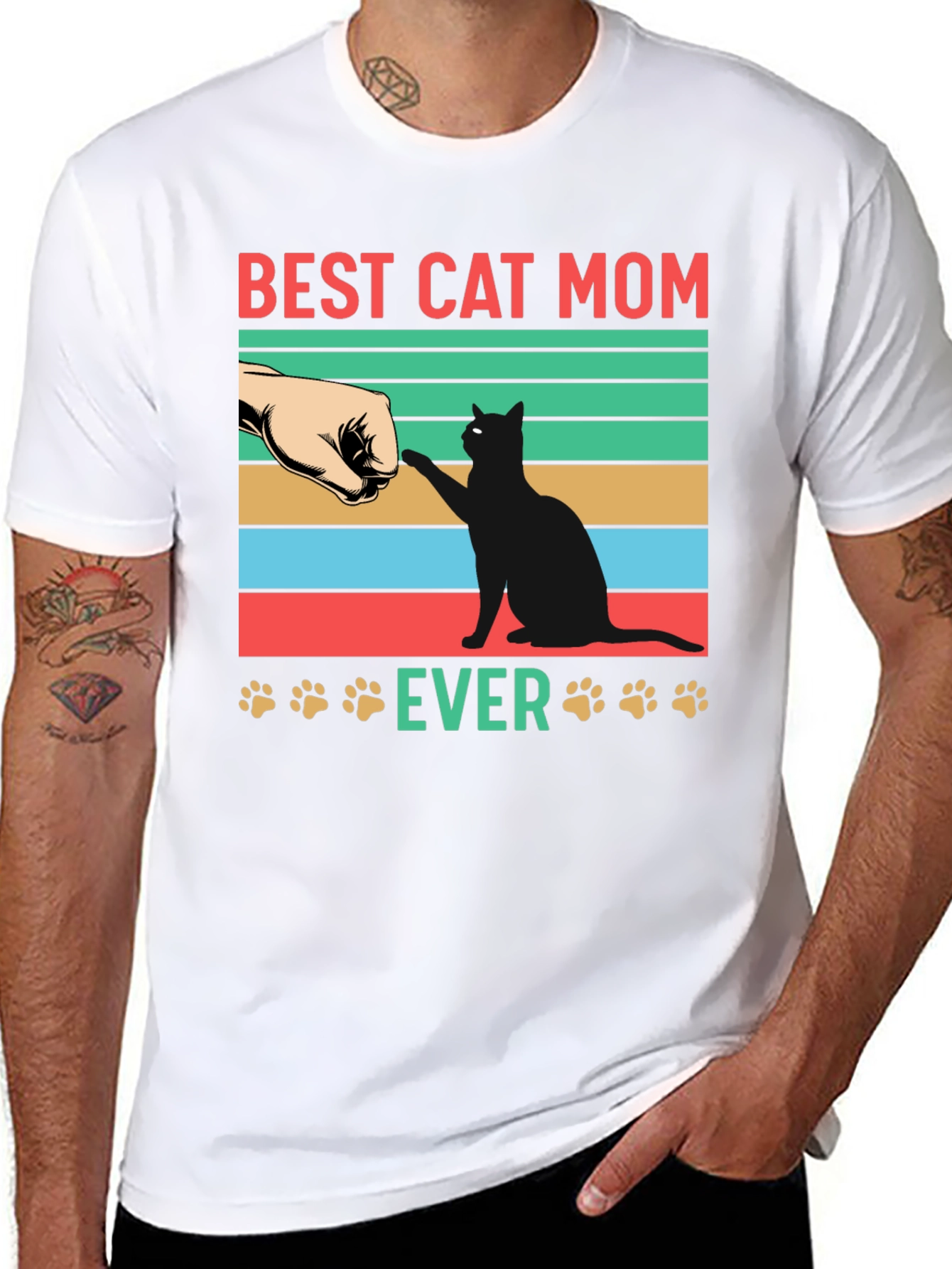 Black Best Cat Mom Ever Graphic T-Shirt view 8