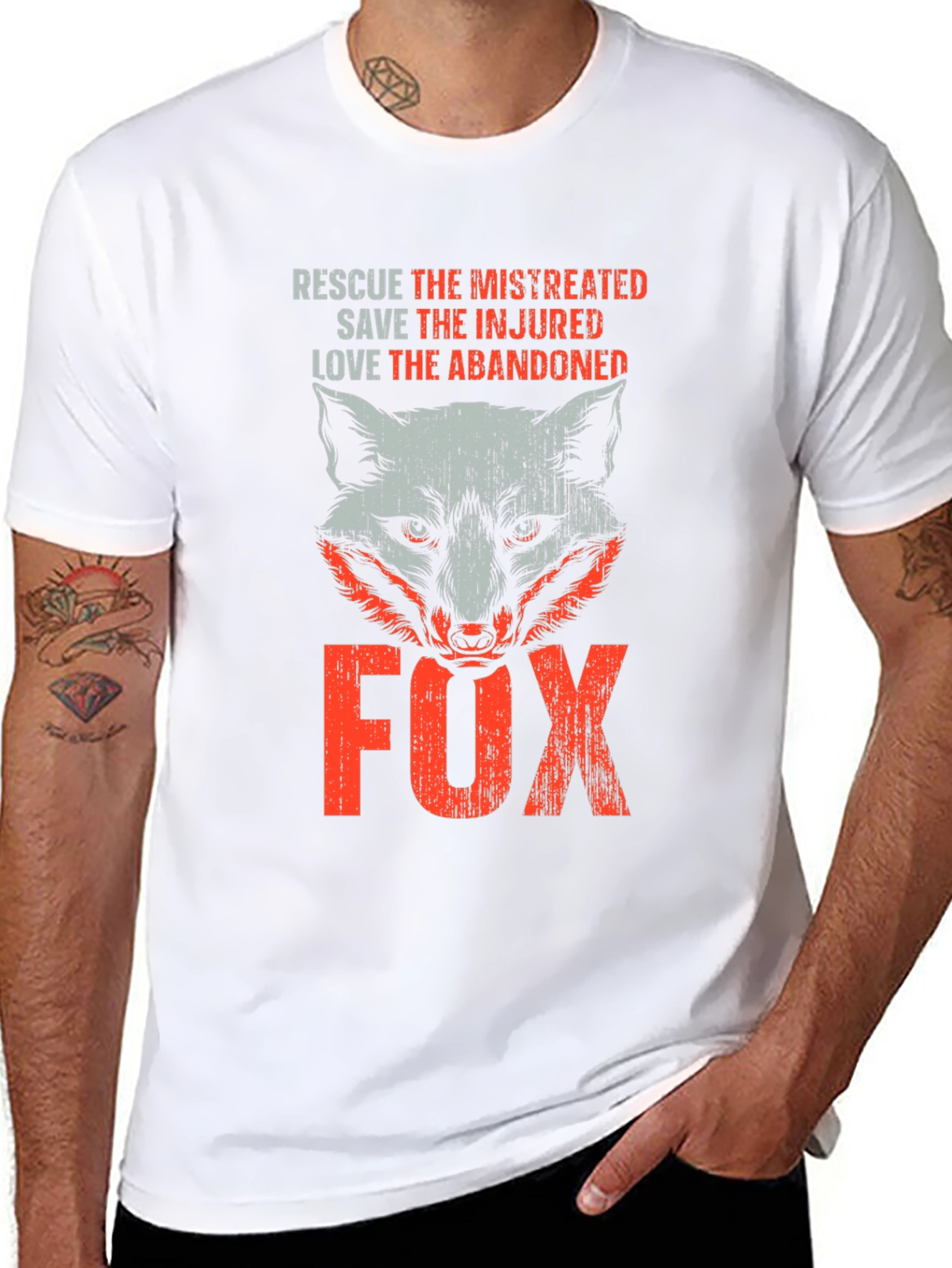 Black Rescue Fox Graphic T-Shirt - Animal Lover Tee view 8