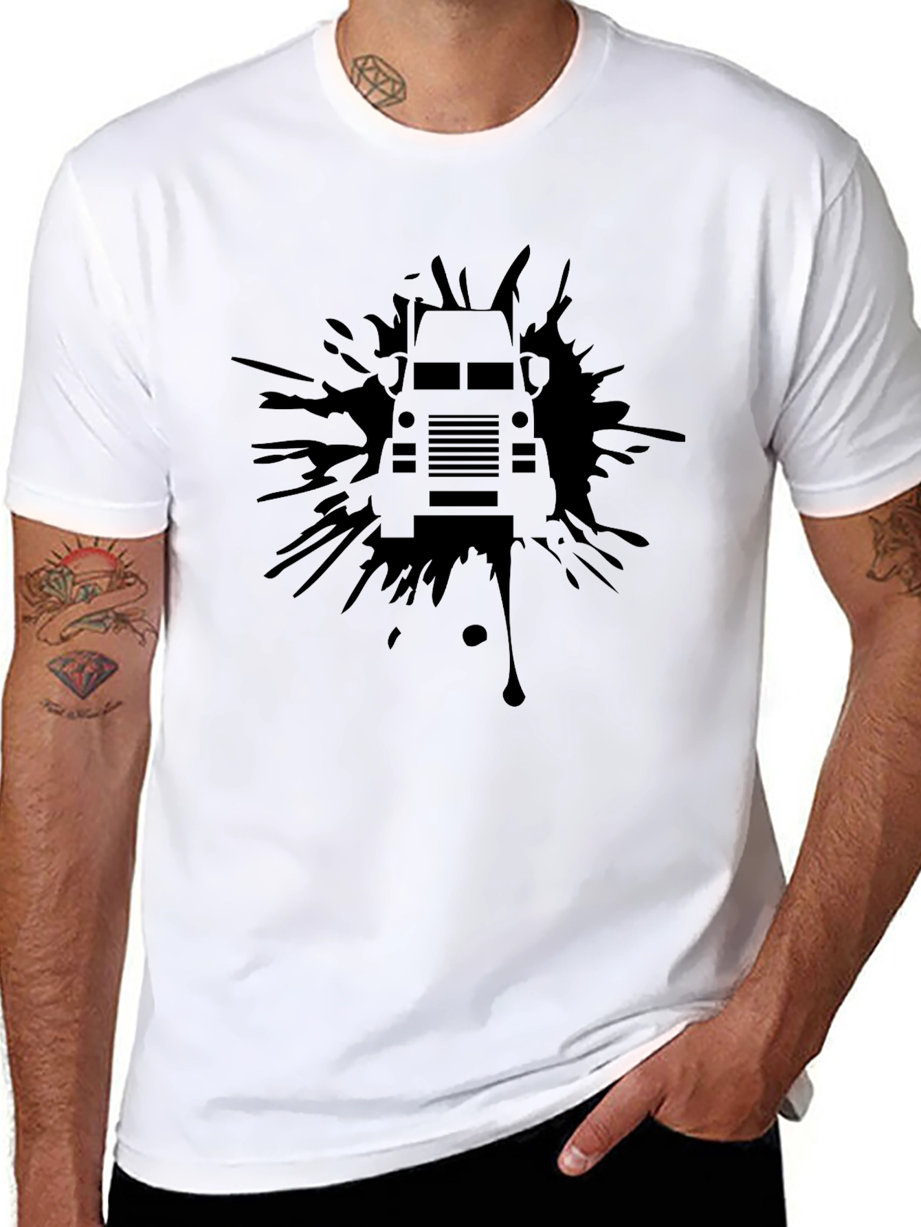 Black Black Truck Splatter Graphic T-Shirt view 8