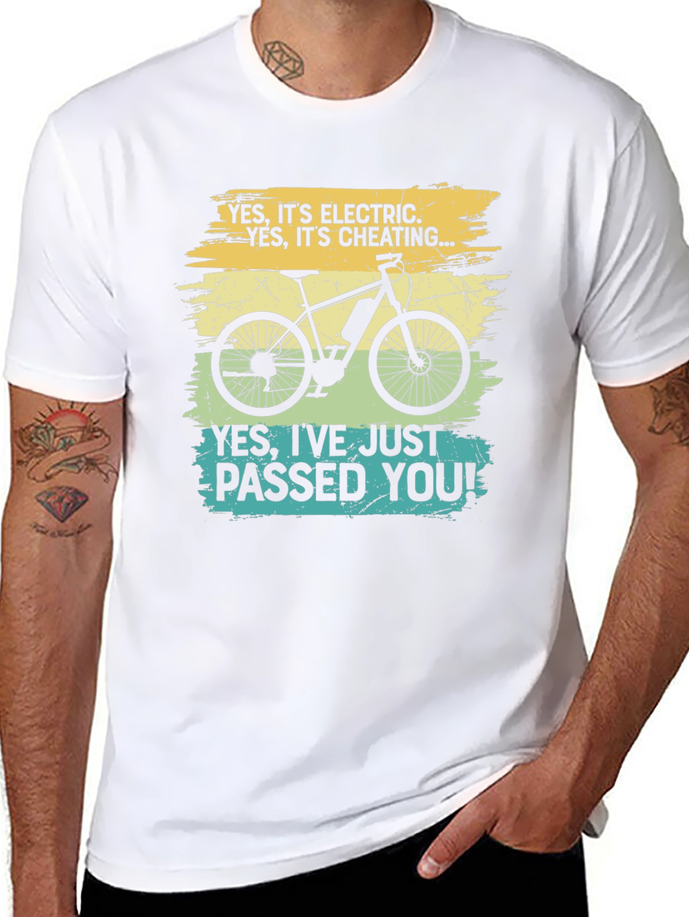 Black Electric Bike T-Shirt - "Yes, I've Just Passed You!" view 8