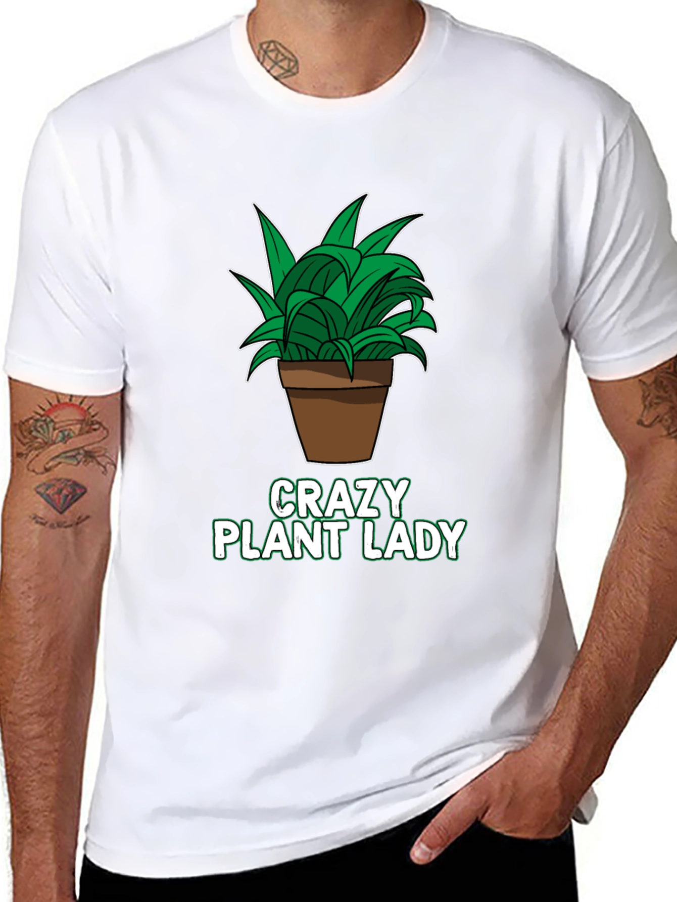 Black Crazy Plant Lady Graphic T-Shirt - Black view 8