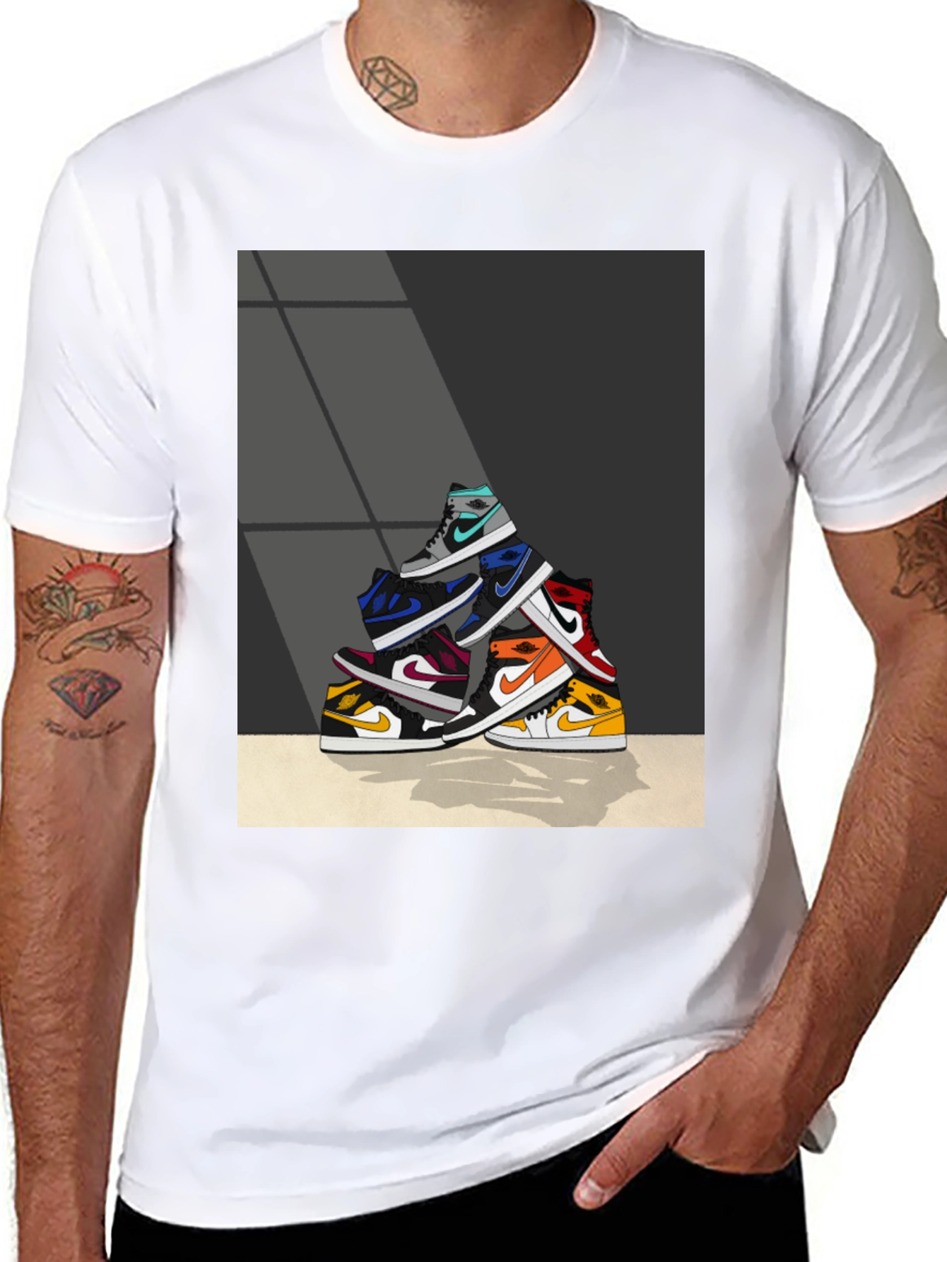 Sneaker Stack Graphic Tee - Stylish & Unique - 8