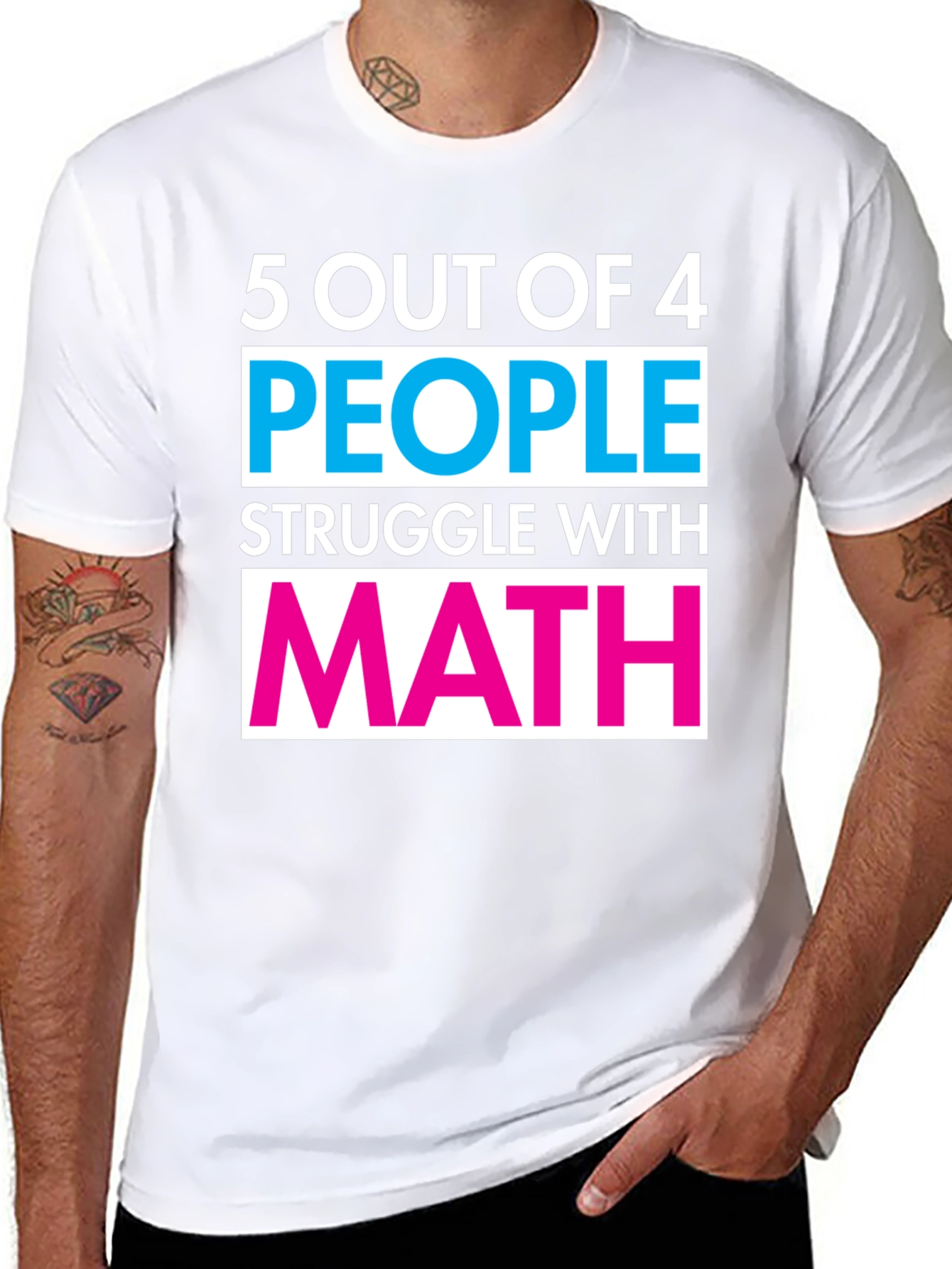 Black Funny Math T-Shirt - 5 Out of 4 People Struggle Tee view 8
