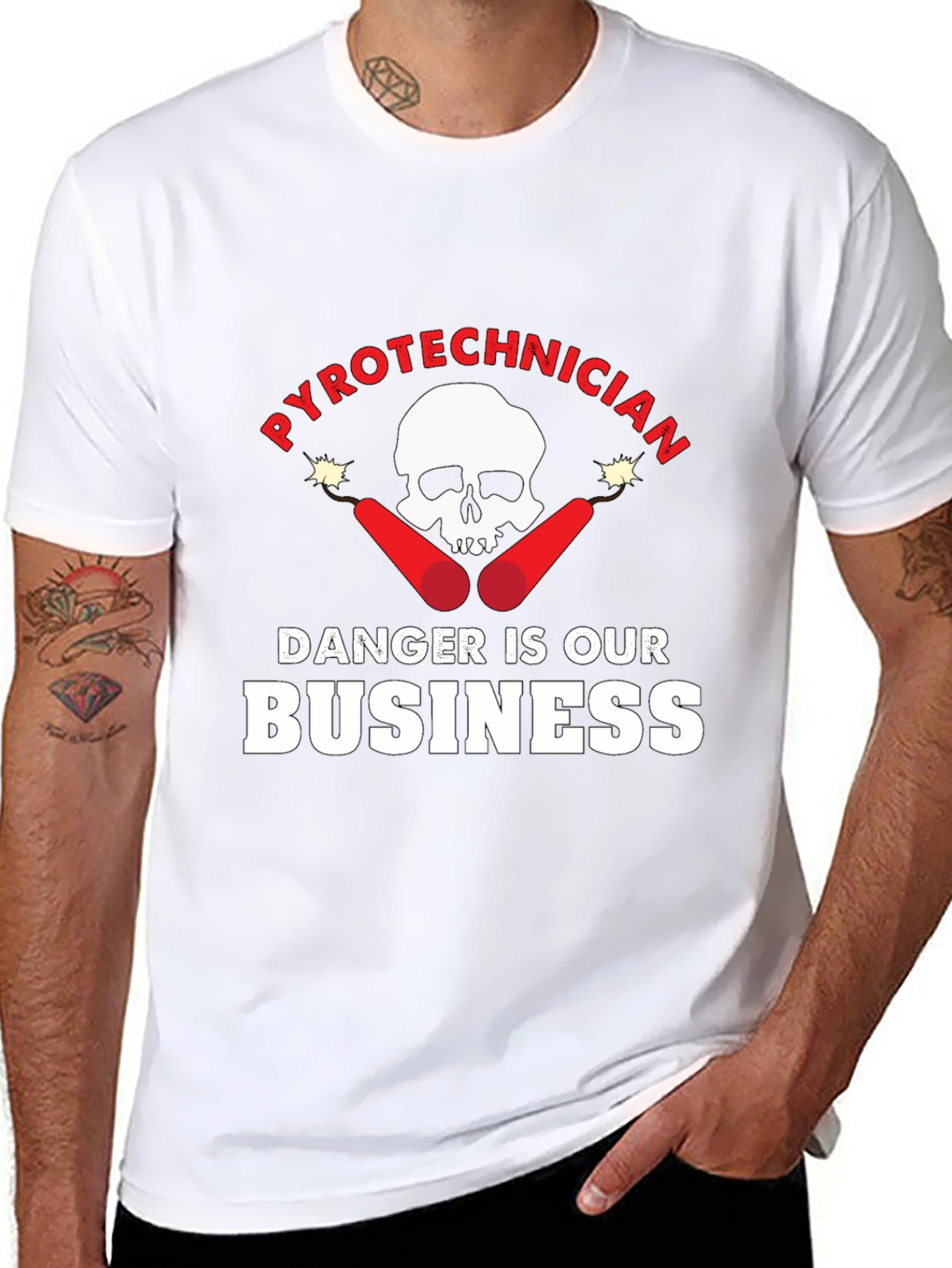 Black Pyrotechnician Danger is Our Business T-Shirt view 8