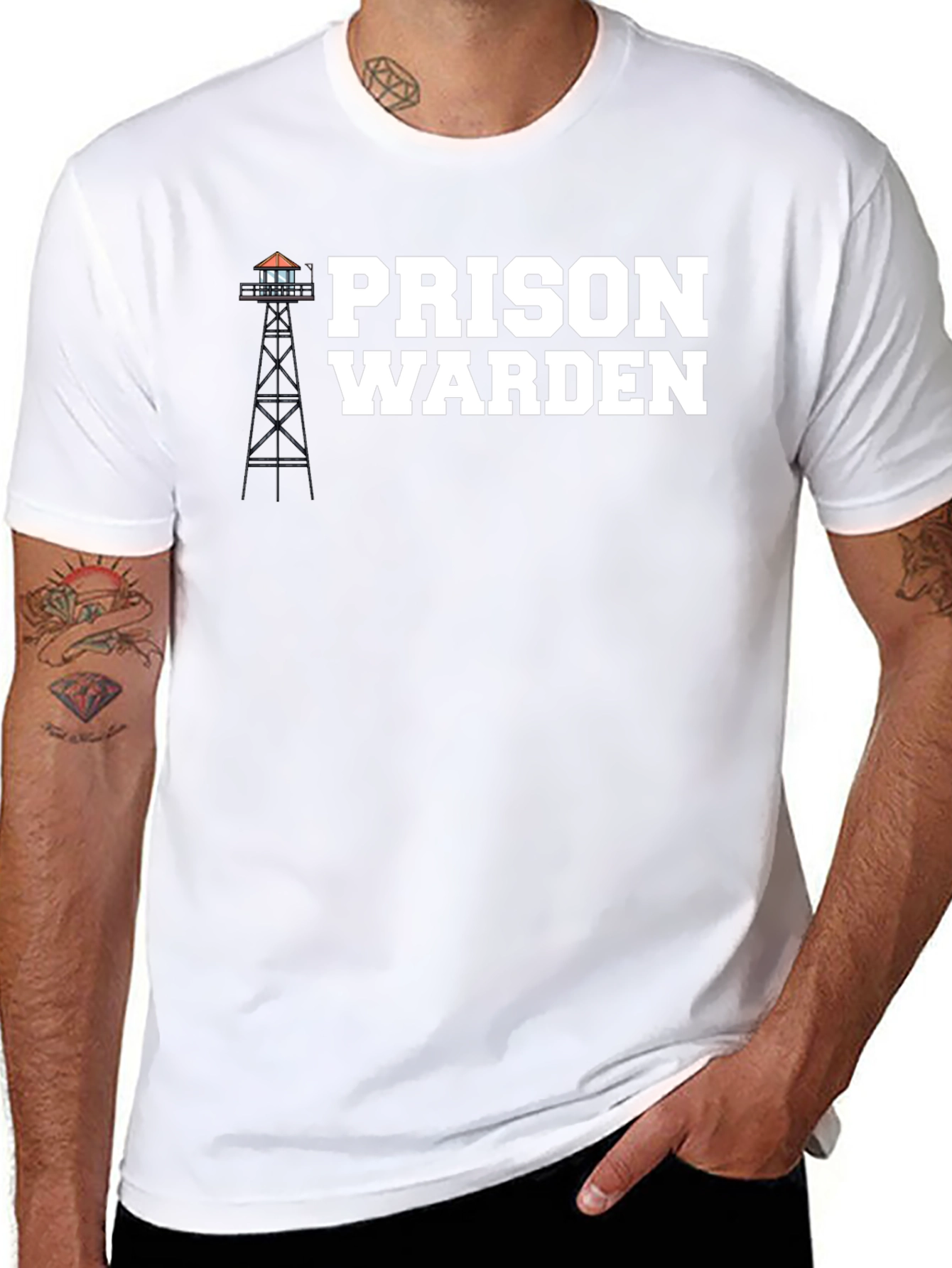 Black Prison Warden Graphic Tee - Classic Black T-Shirt view 8