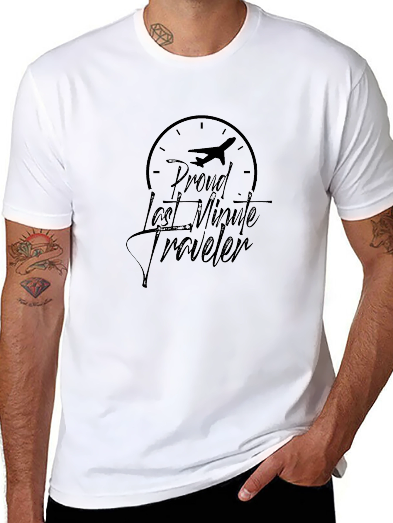 Black Proud Last Minute Traveler Black Graphic Tee view 8