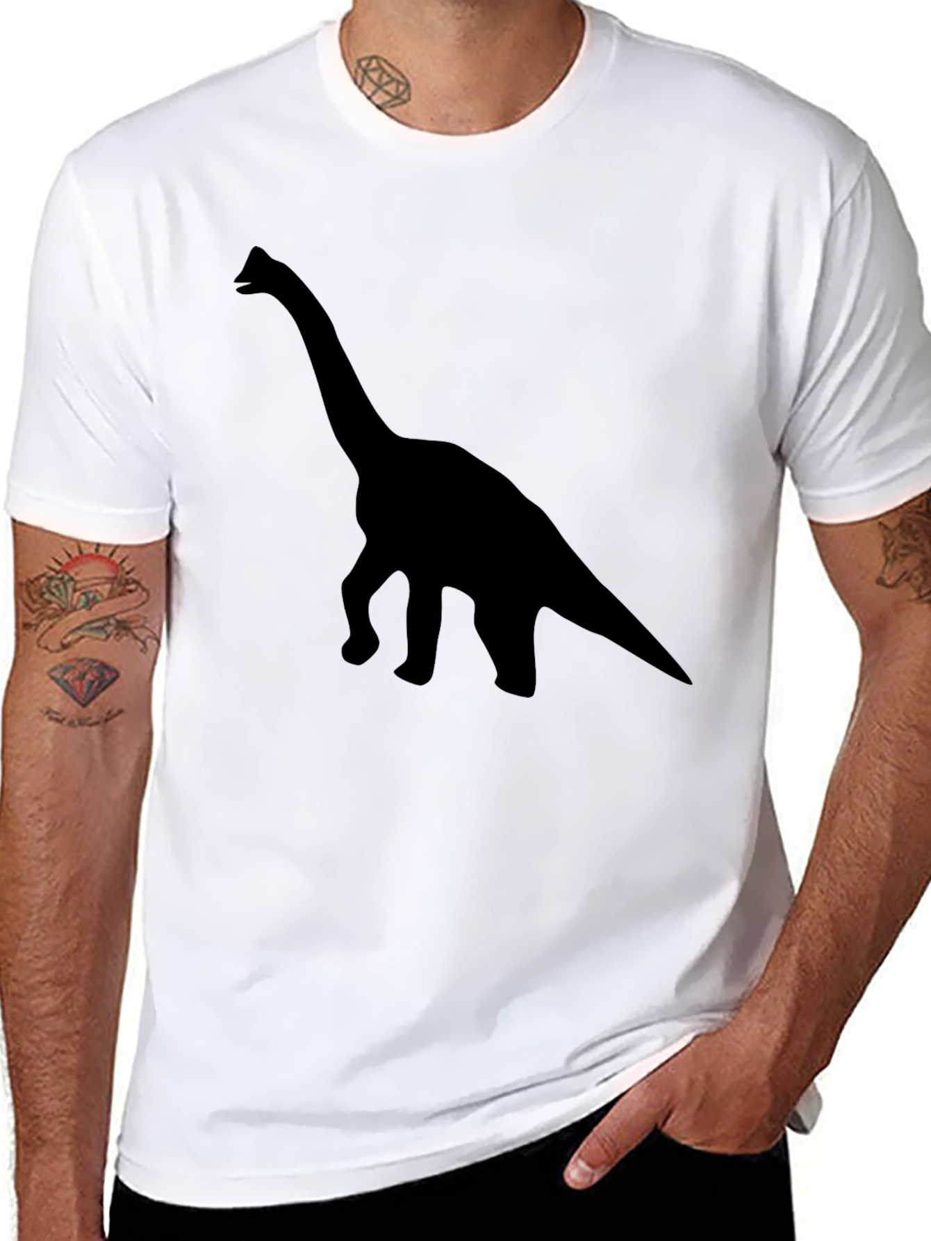 Black Dino Silhouette Tee - Stylish Black Cotton Shirt view 8