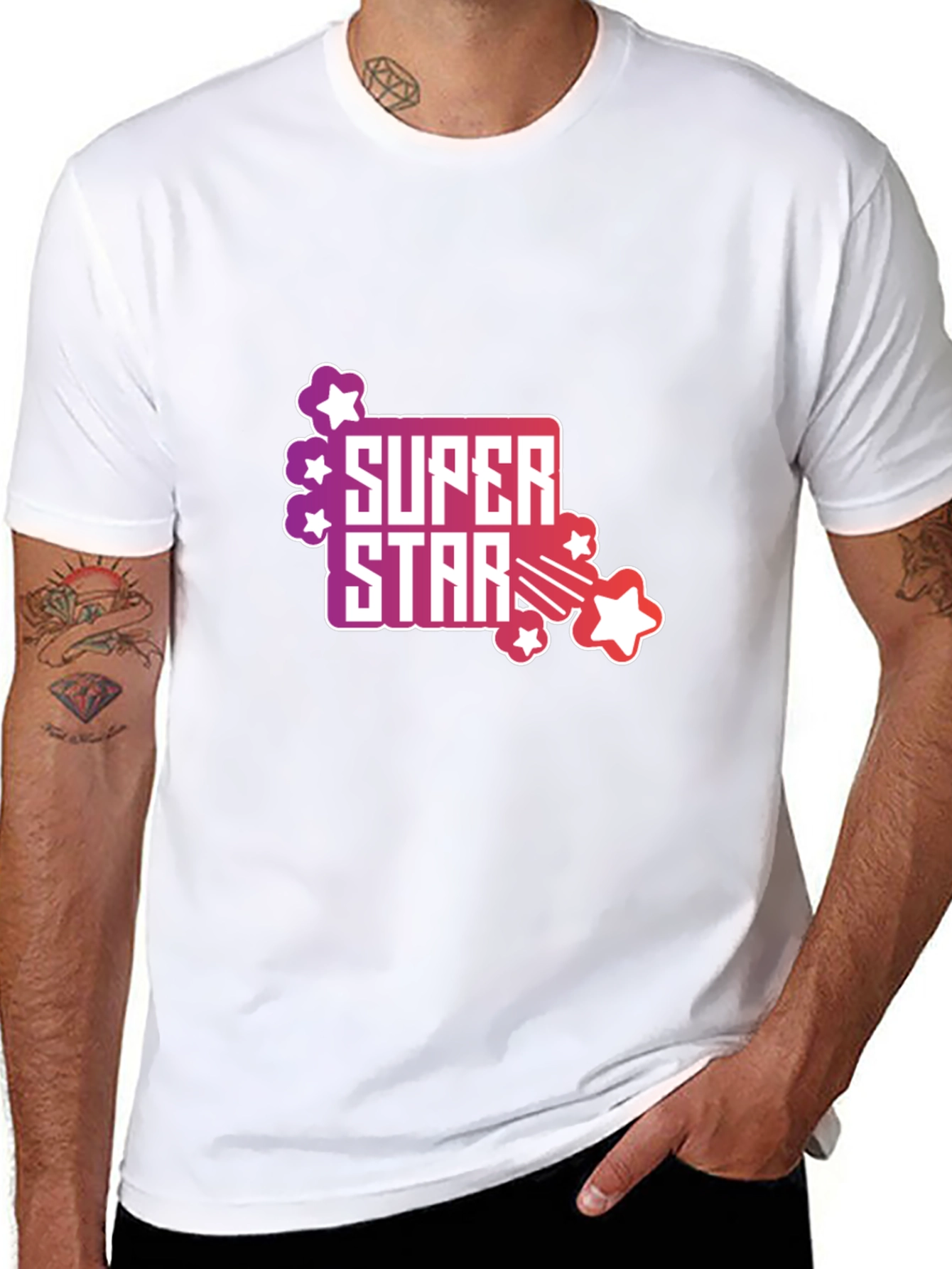 Black Super Star Graphic Tee - Men's Black T-Shirt view 8