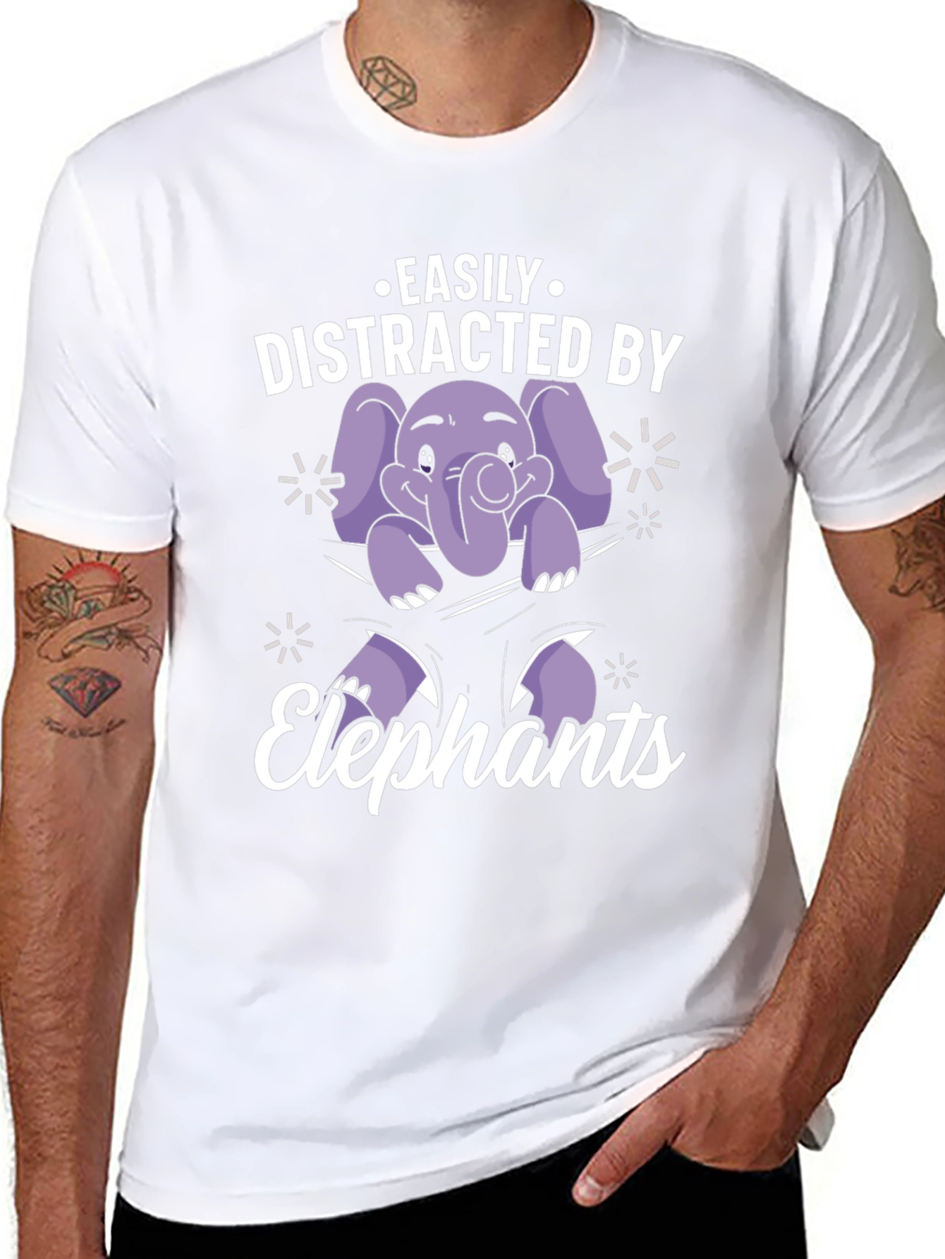 Black Easily Distracted By Elephants Graphic Tee view 8