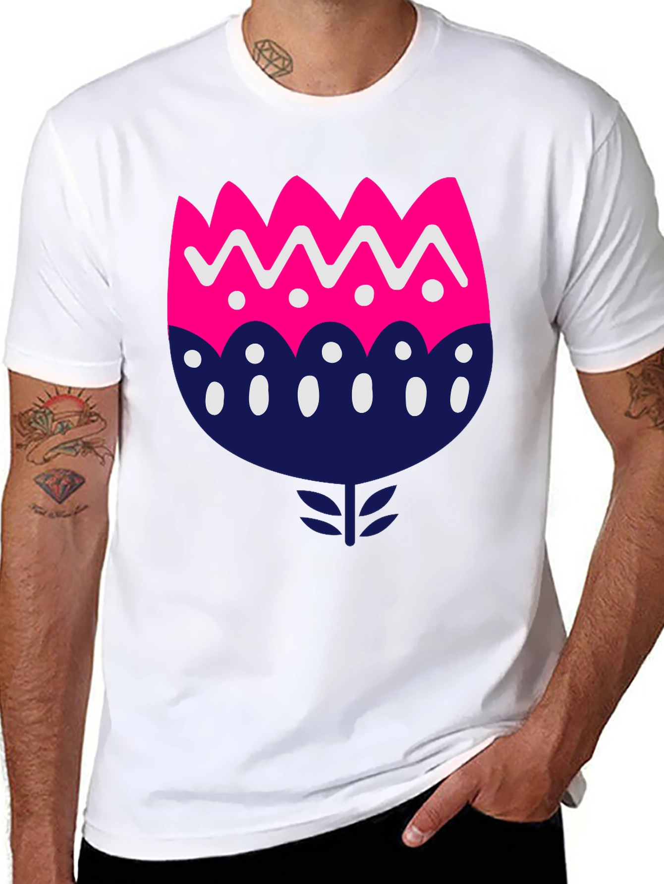 Black Funky Floral Graphic Print Black T-Shirt view 8