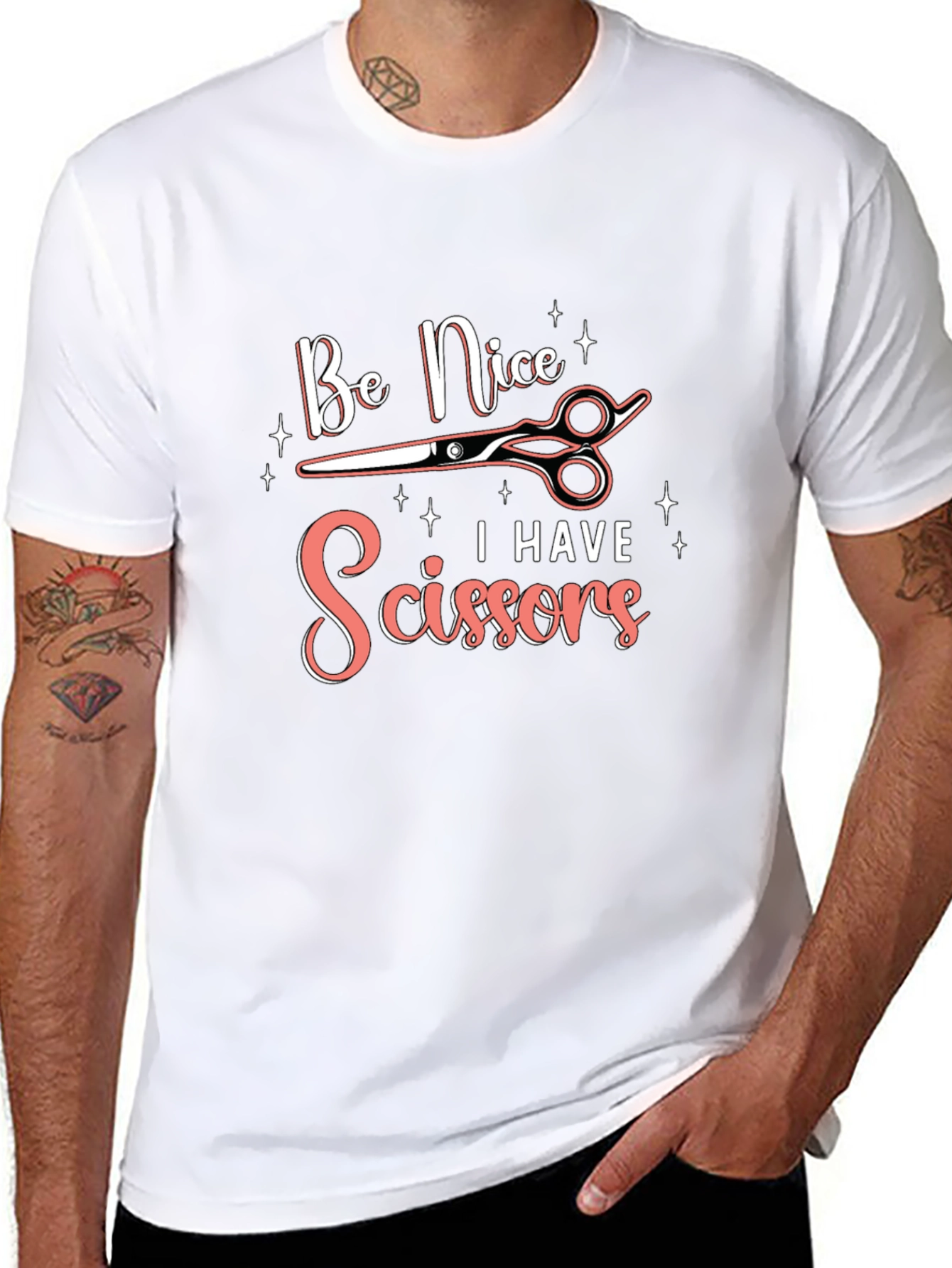 Black Be Nice I Have Scissors Graphic T-Shirt view 8
