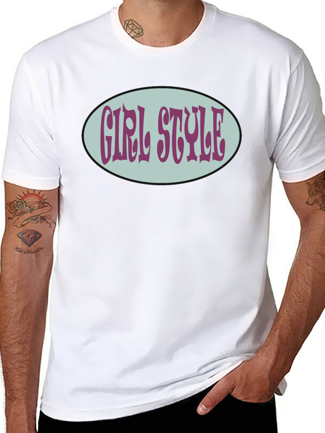 Black Girl Style Graphic Tee - Retro Oval Design view 8