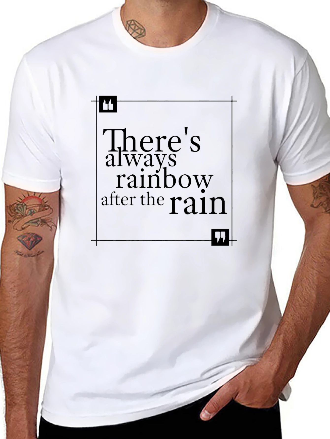 Rainbow After Rain Black T-Shirt - Inspirational Quote Tee - 8