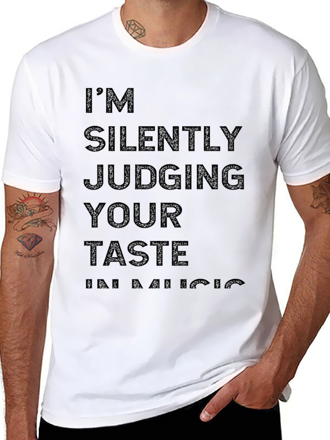 Black I'm Silently Judging Your Taste in Music Graphic Tee view 8