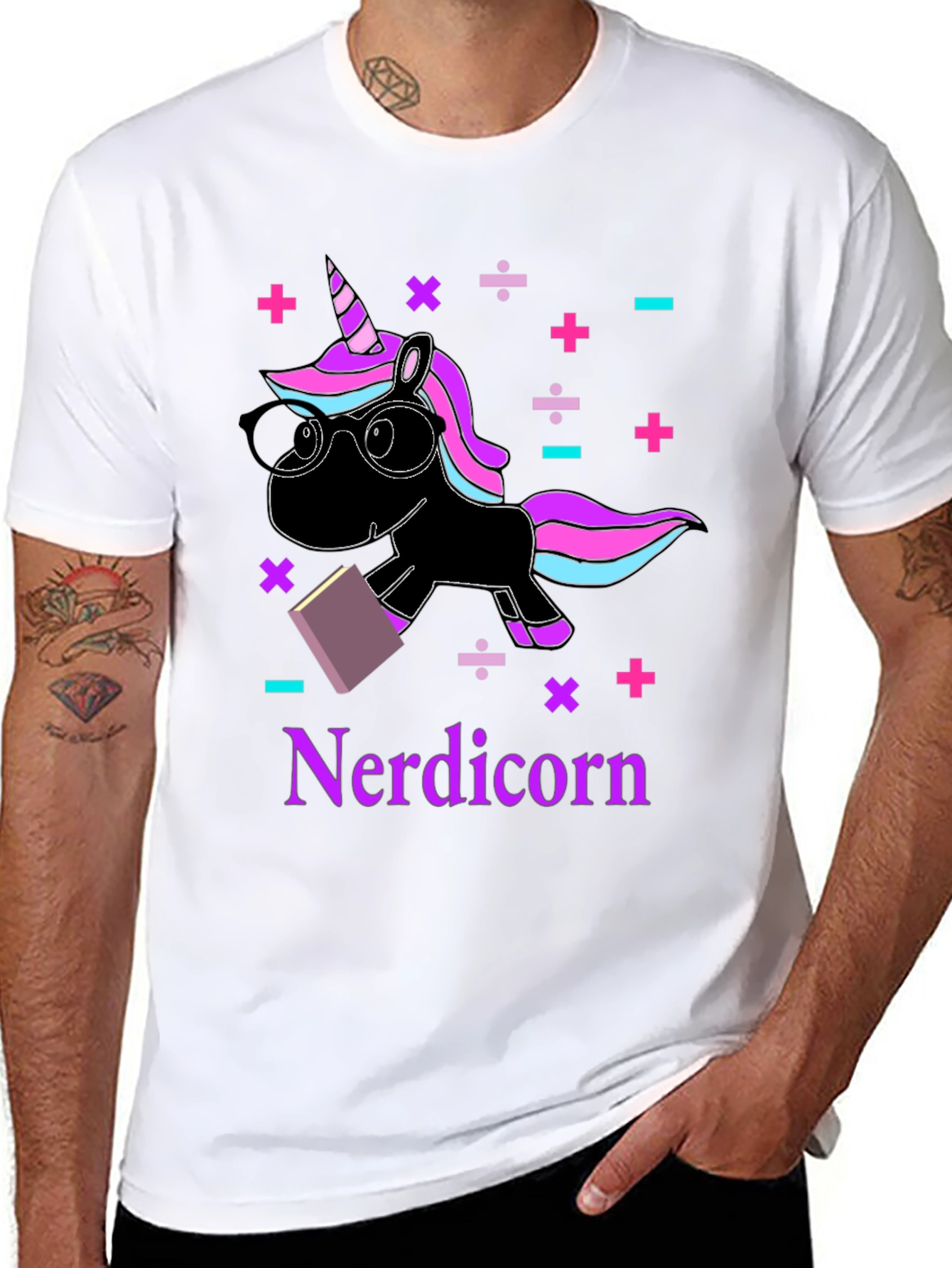 Black Nerdicorn T-Shirt - Funny Unicorn Graphic Tee view 8