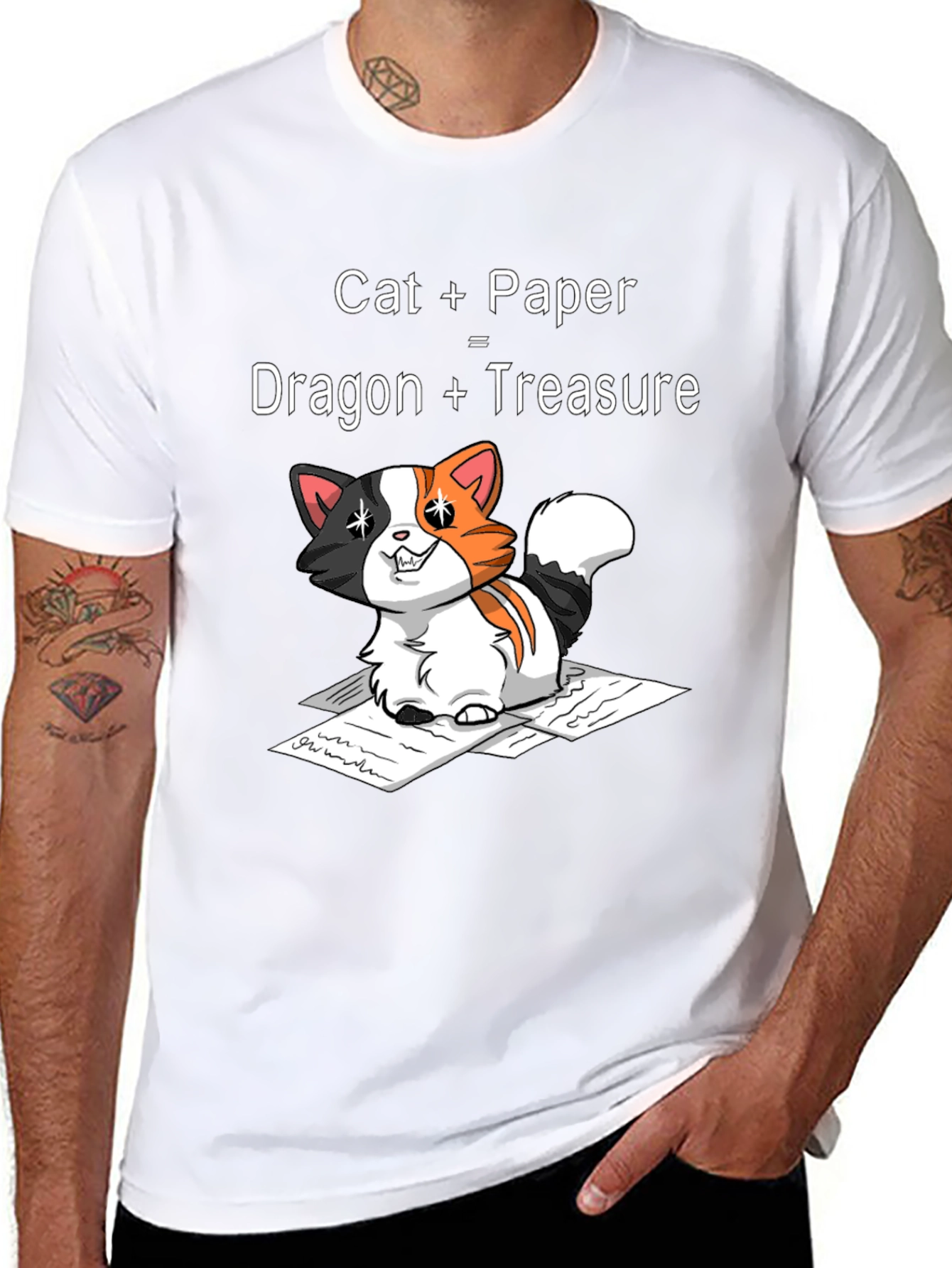 Black Cat Dragon Treasure Graphic T-Shirt view 8
