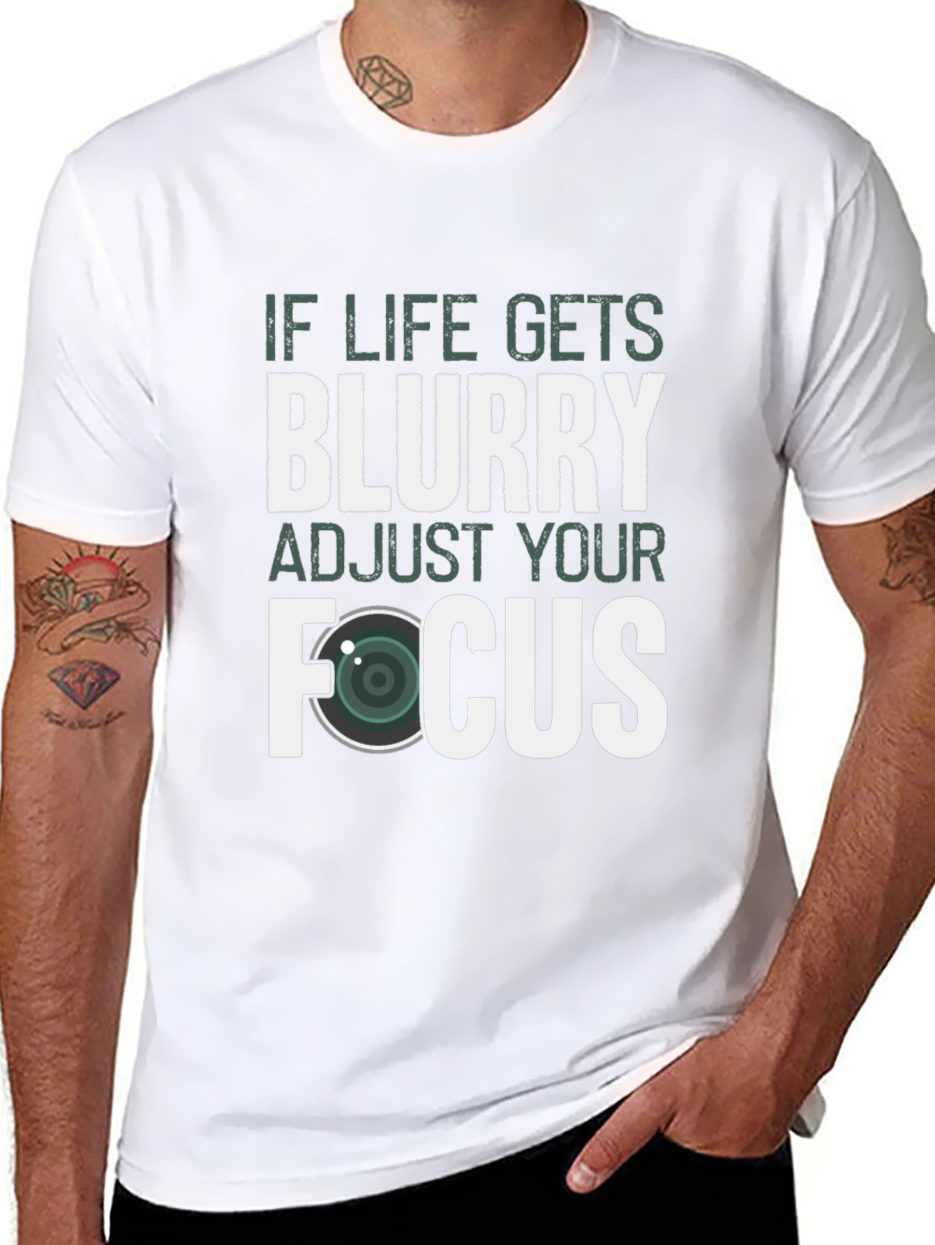 Black Blurry Life? Adjust Your Focus Graphic Tee view 8