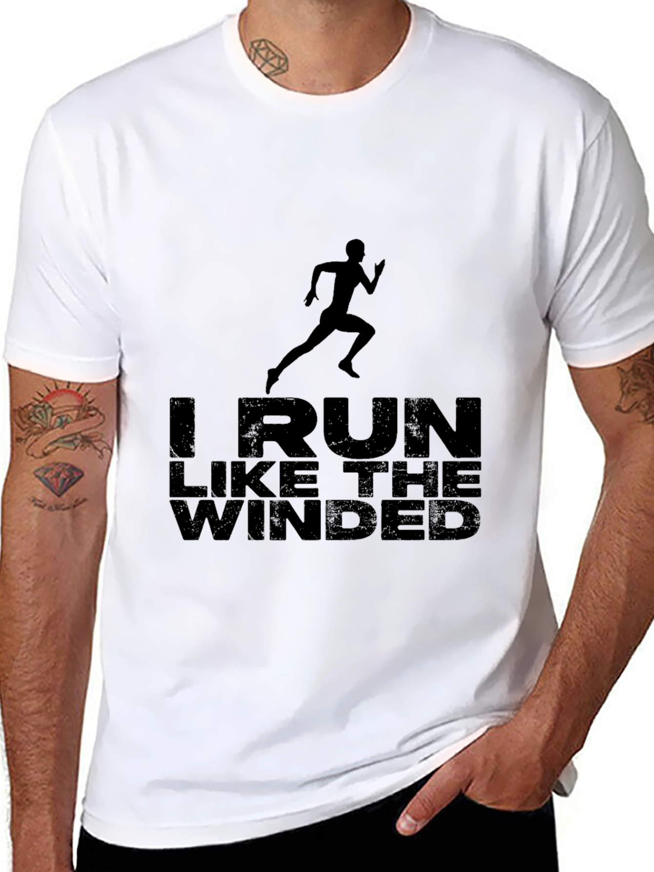 Black I Run Like The Winded Graphic T-Shirt view 8