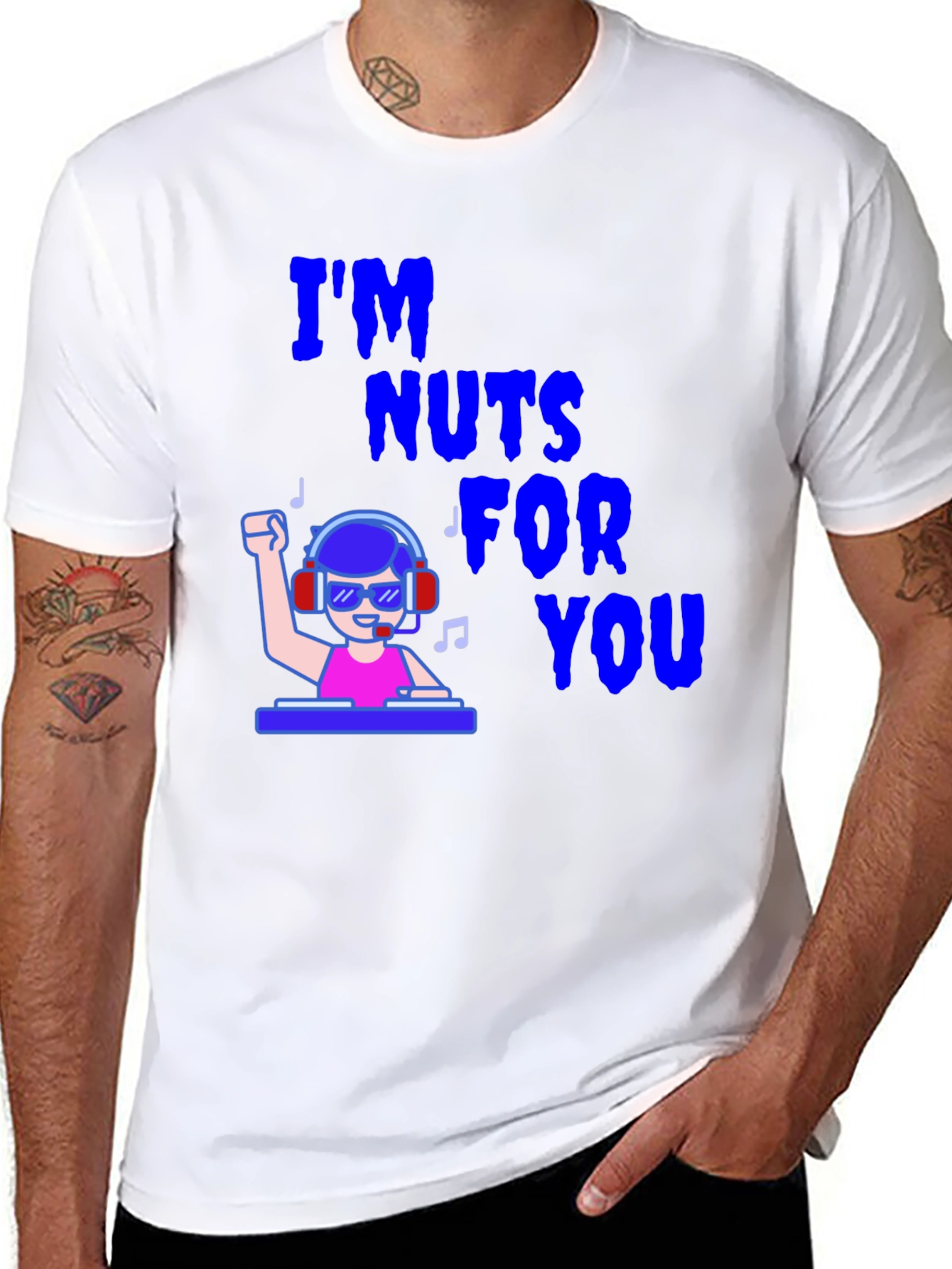 Black I'm Nuts For You DJ Graphic T-Shirt view 8