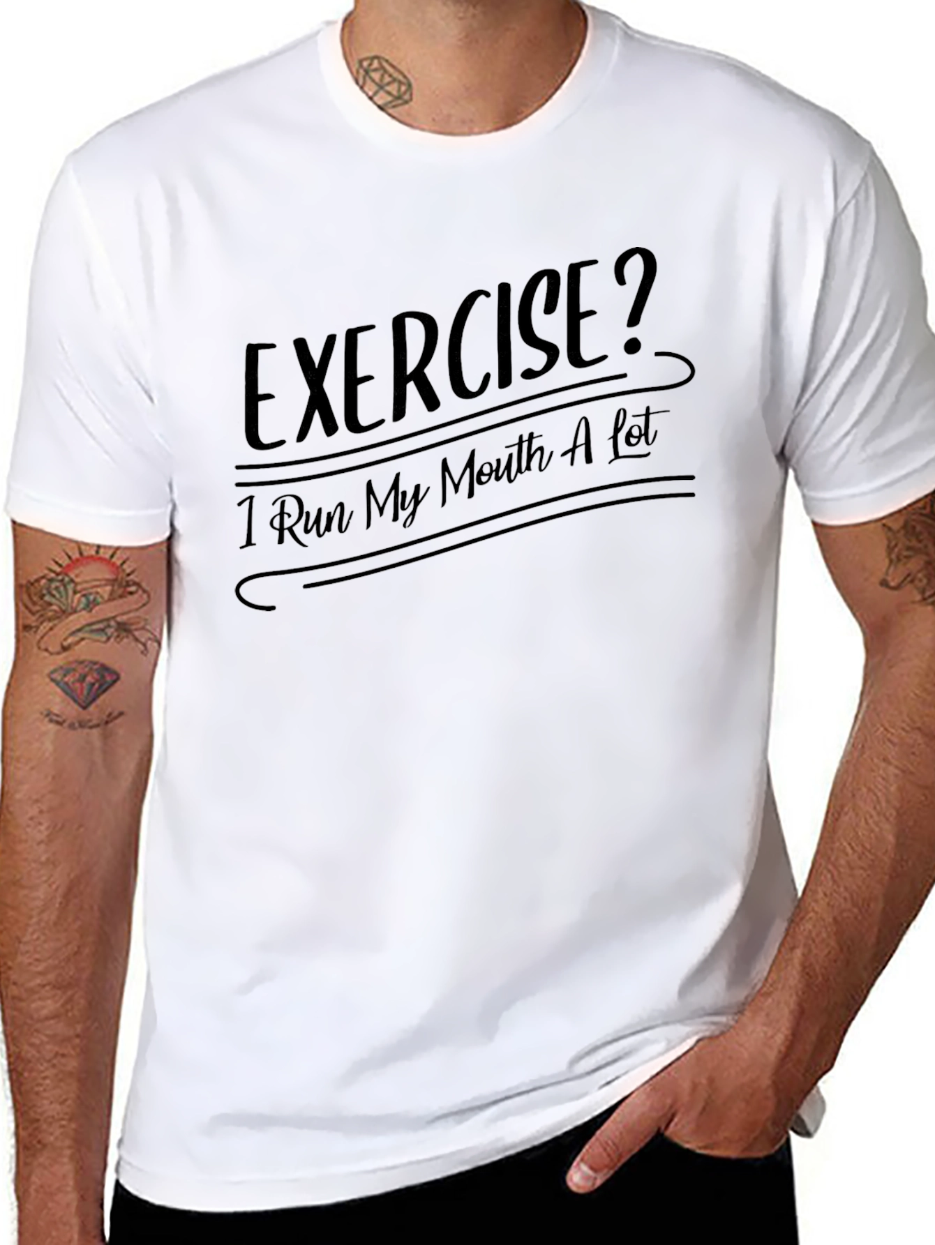 Black Exercise? I Run My Mouth A Lot - Black T-Shirt view 8