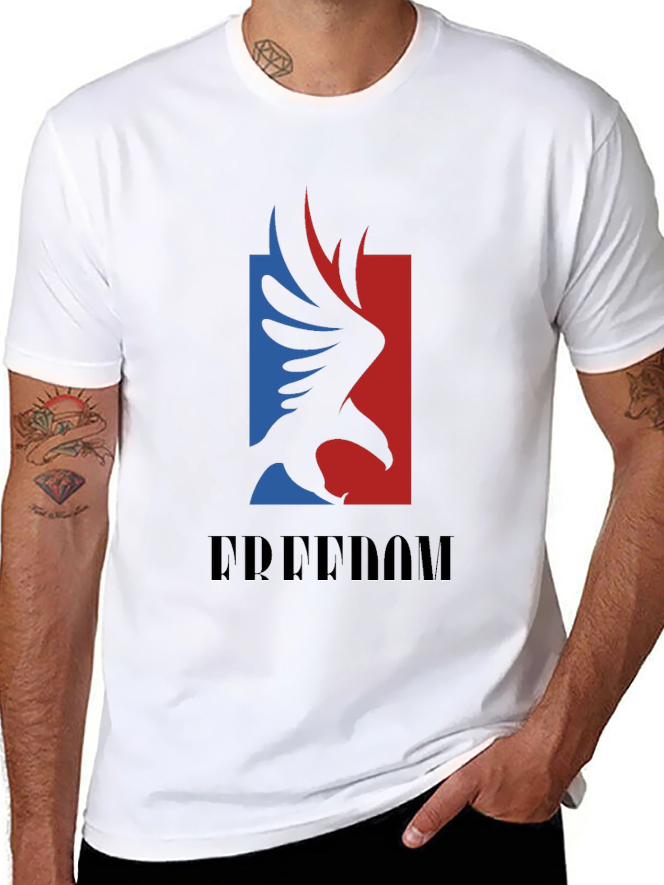 Black Freedom Eagle Graphic Tee - Patriotic Black T-Shirt view 8