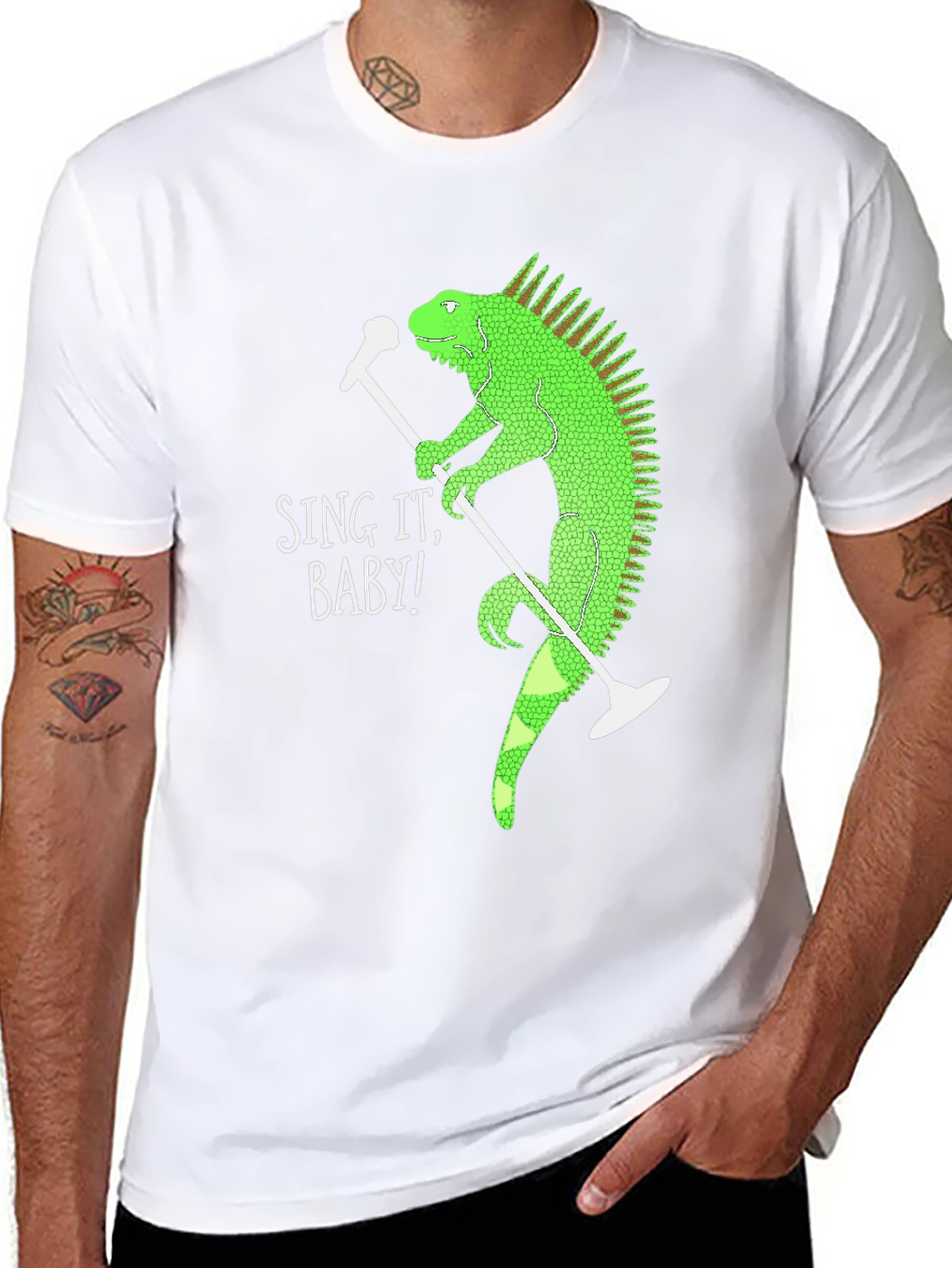 Black Sing It Baby Iguana Graphic T-Shirt view 8