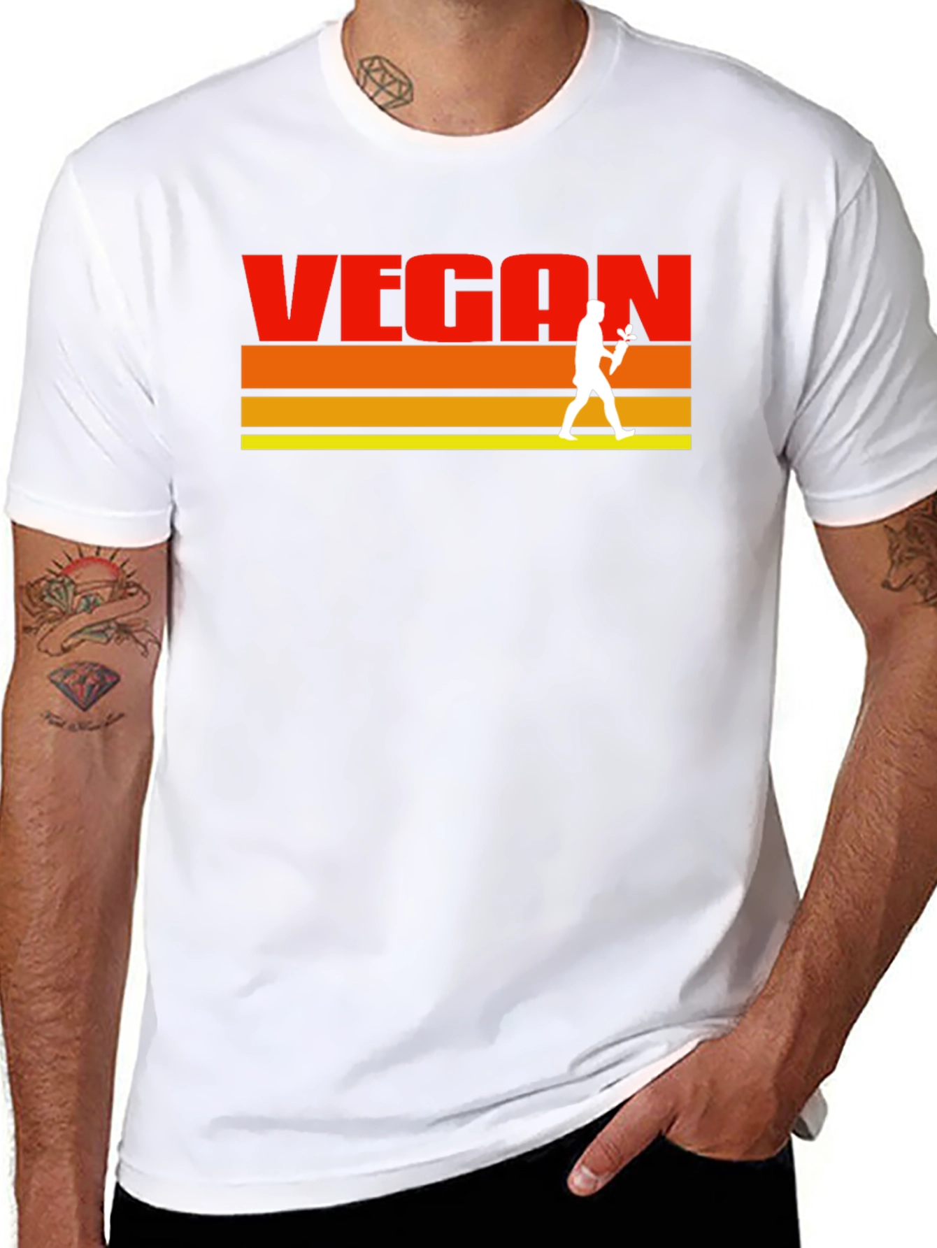 Black Retro Vegan T-Shirt - Classic Vegetarian Lifestyle Tee view 8