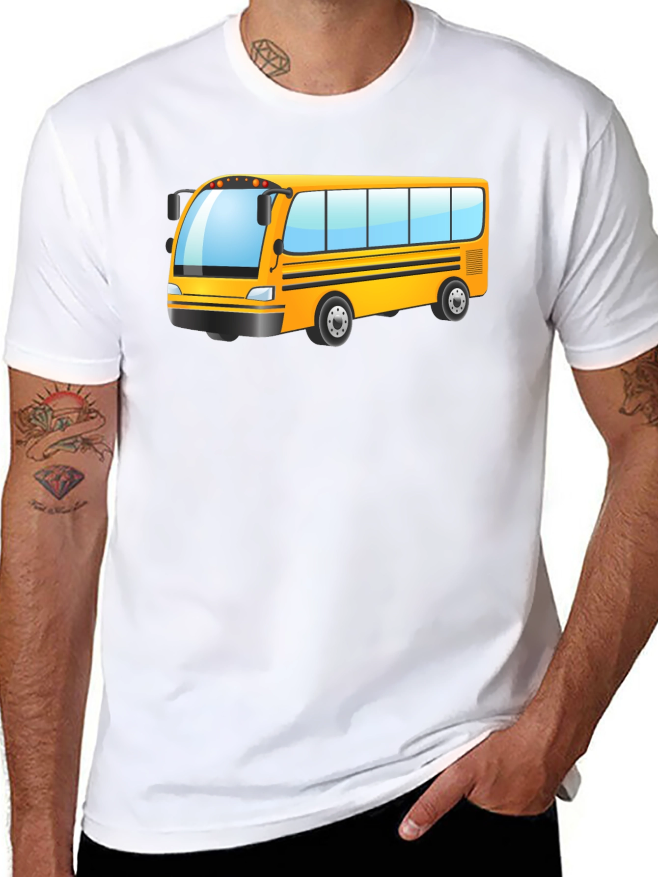 Black Cartoon School Bus Graphic T-Shirt view 8