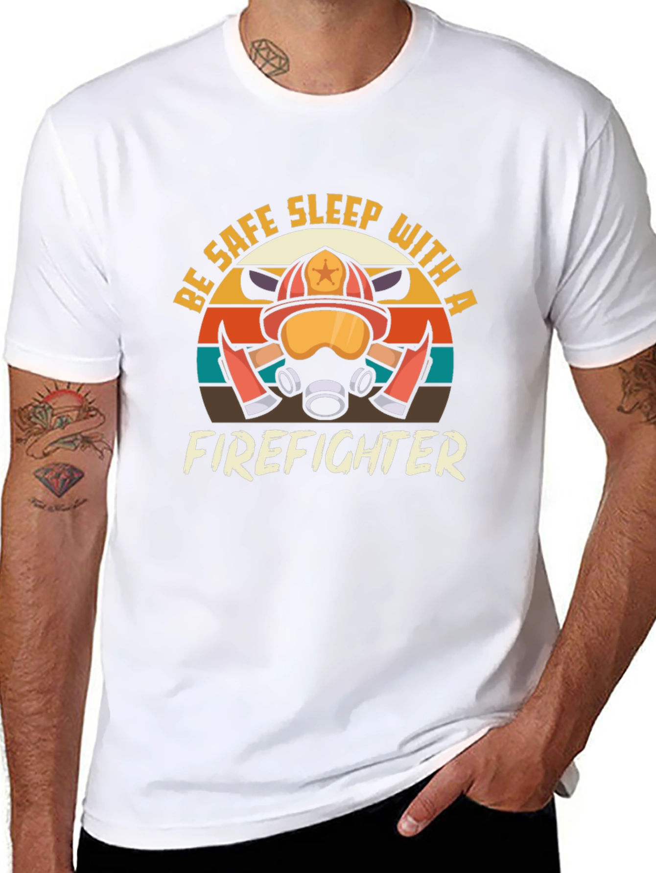 Black Firefighter Graphic Tee - Be Safe, Sleep With a Firefighter view 8