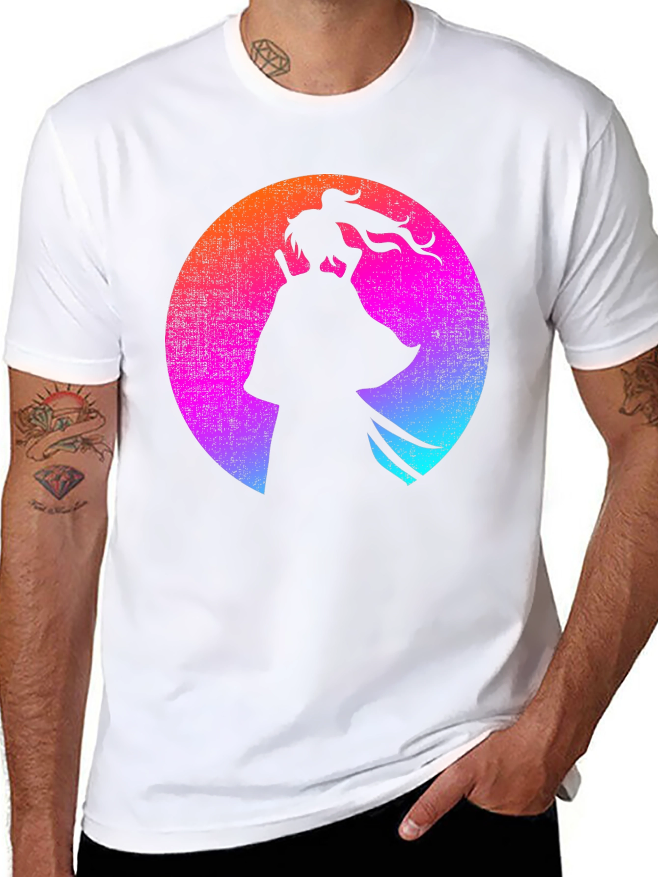 Black Samurai Silhouette T-Shirt - Retro Style view 8