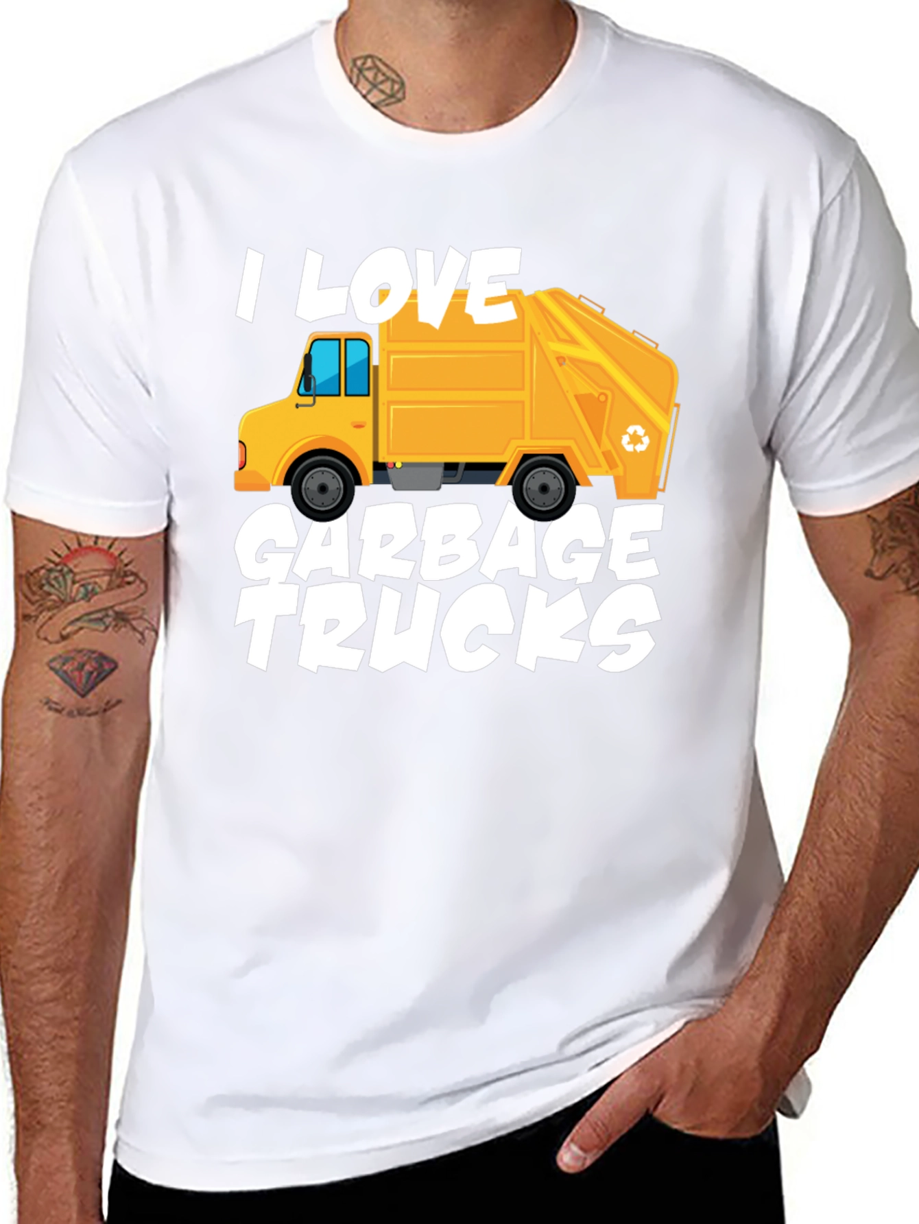 Black I Love Garbage Trucks Graphic T-Shirt view 8