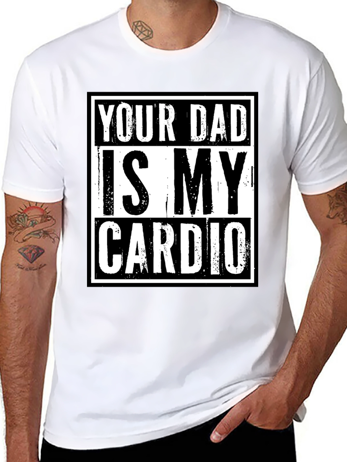 Black Your Dad is My Cardio Funny Graphic T-Shirt view 8
